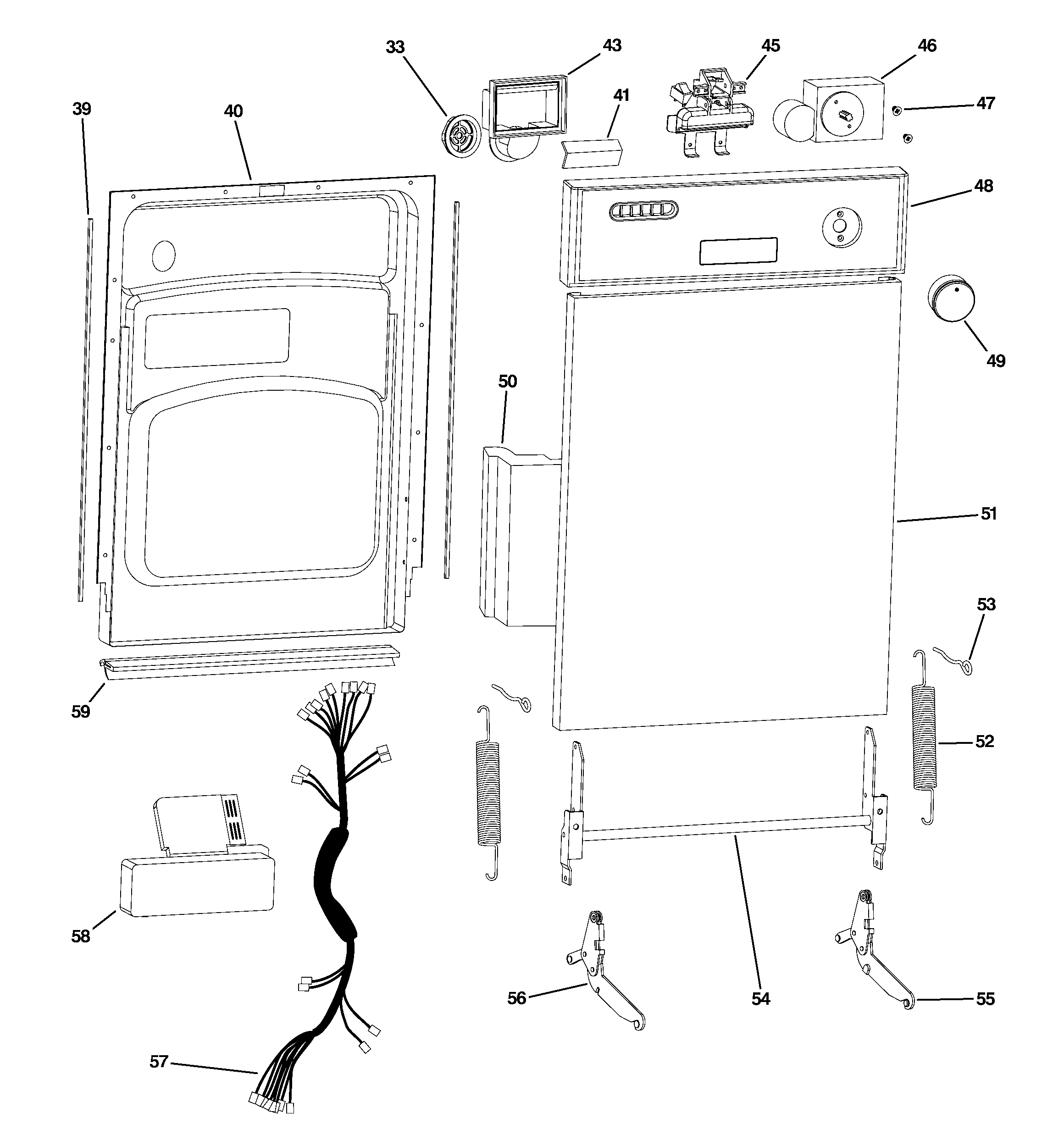 GE ZBD1800GSS control assembly & door diagram