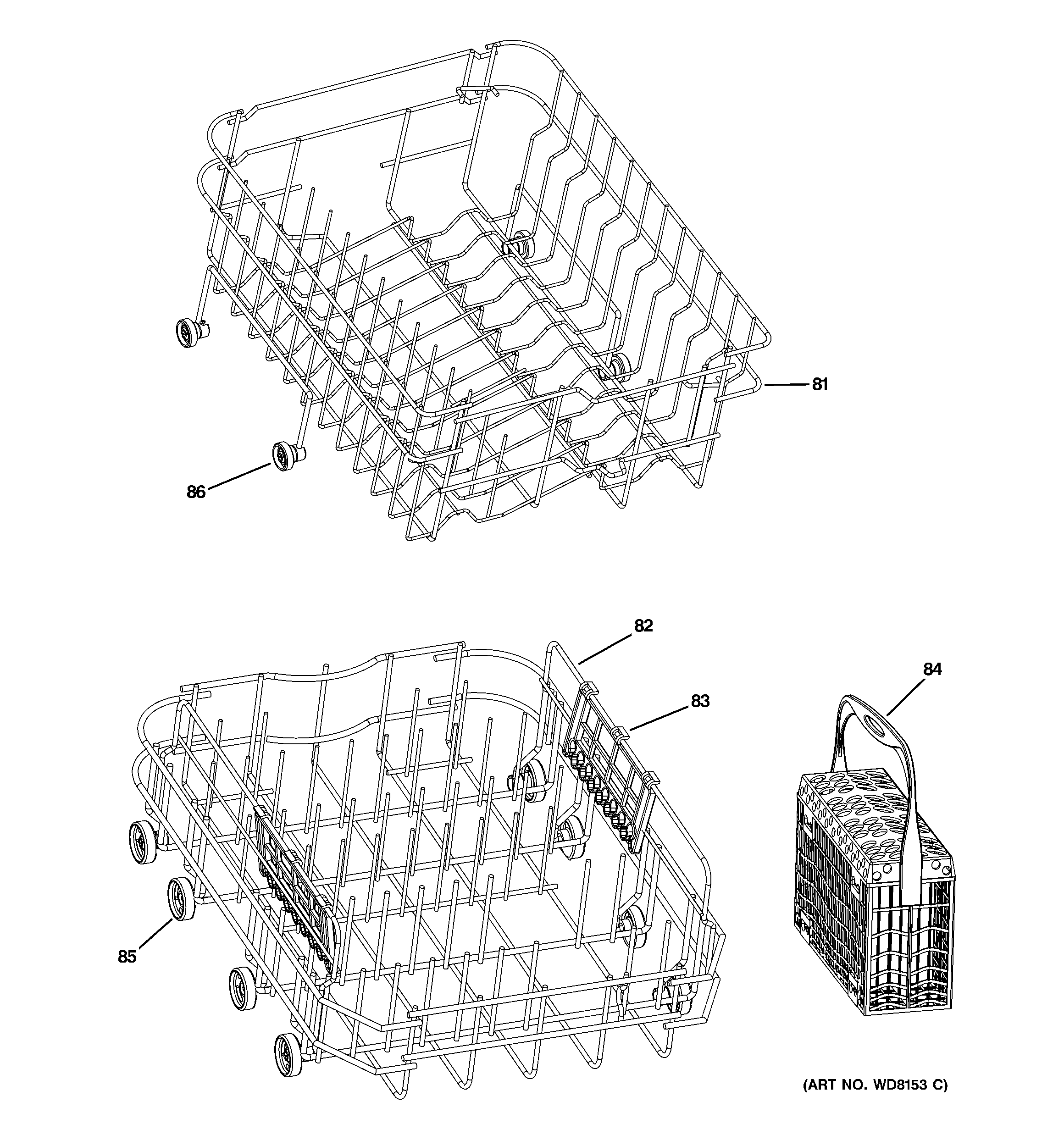 GE ZBD1800GSS rack assembly diagram
