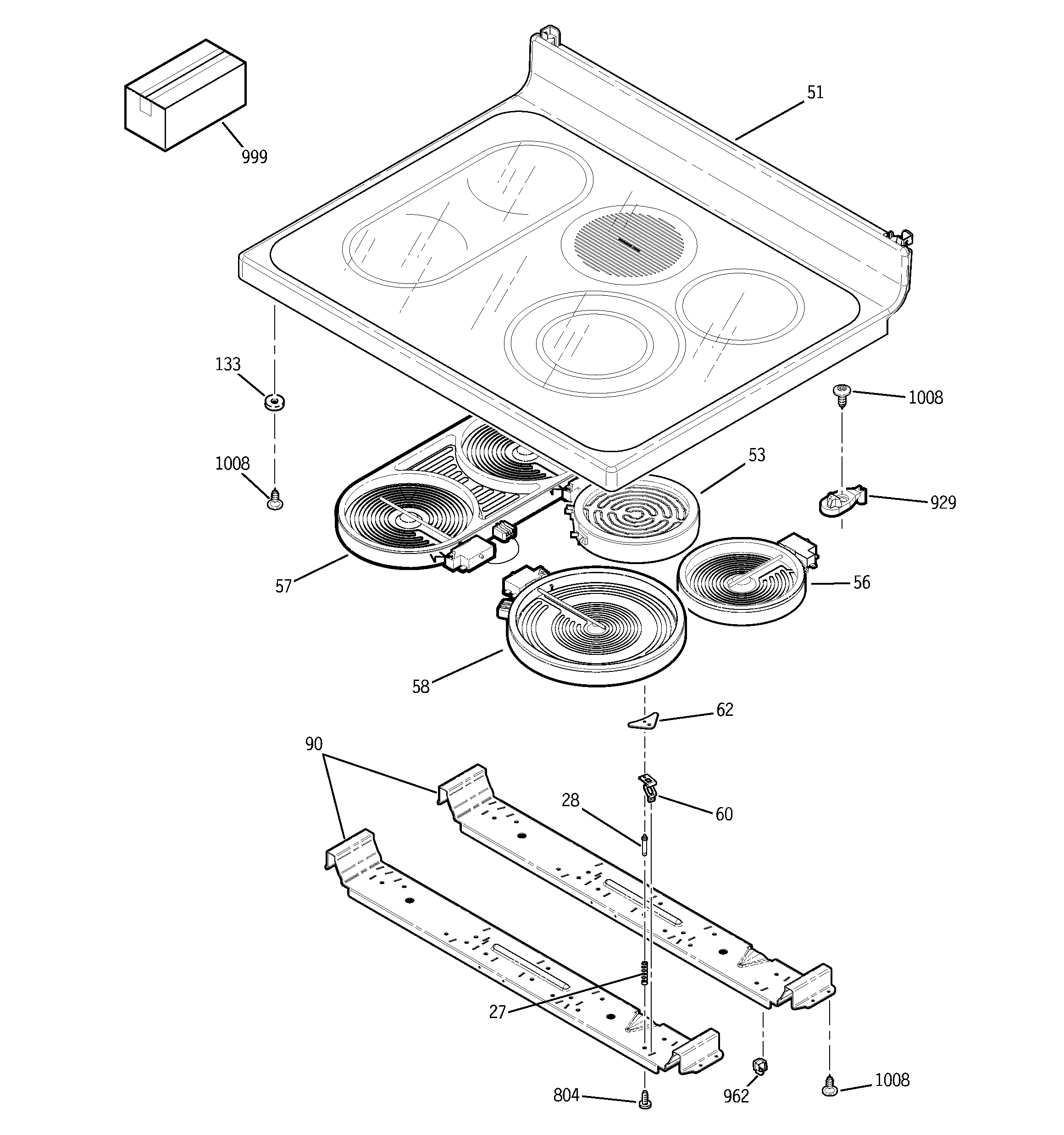 GE JBP83SH1SS cooktop diagram