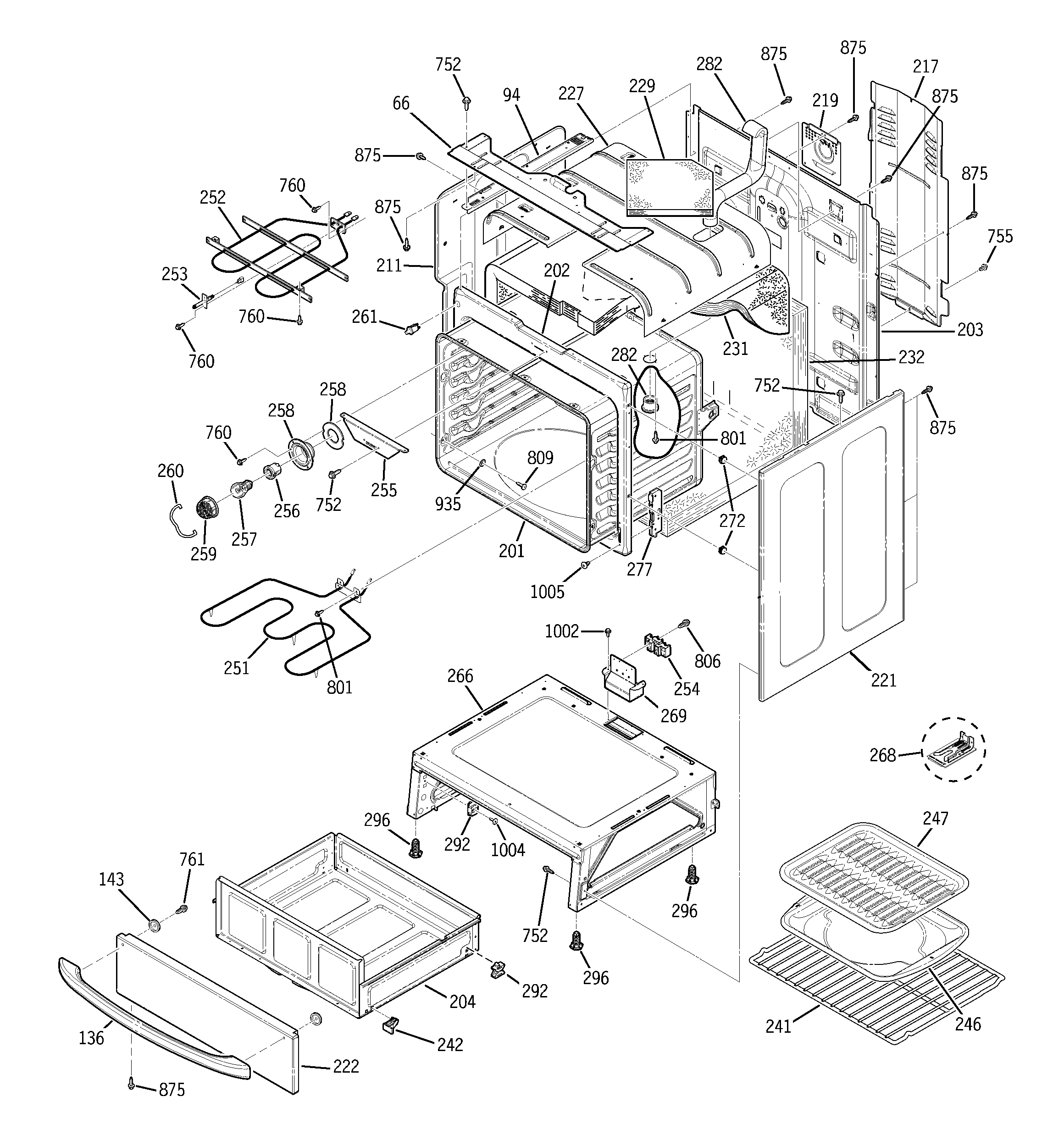 GE JBP83SH1SS body parts diagram