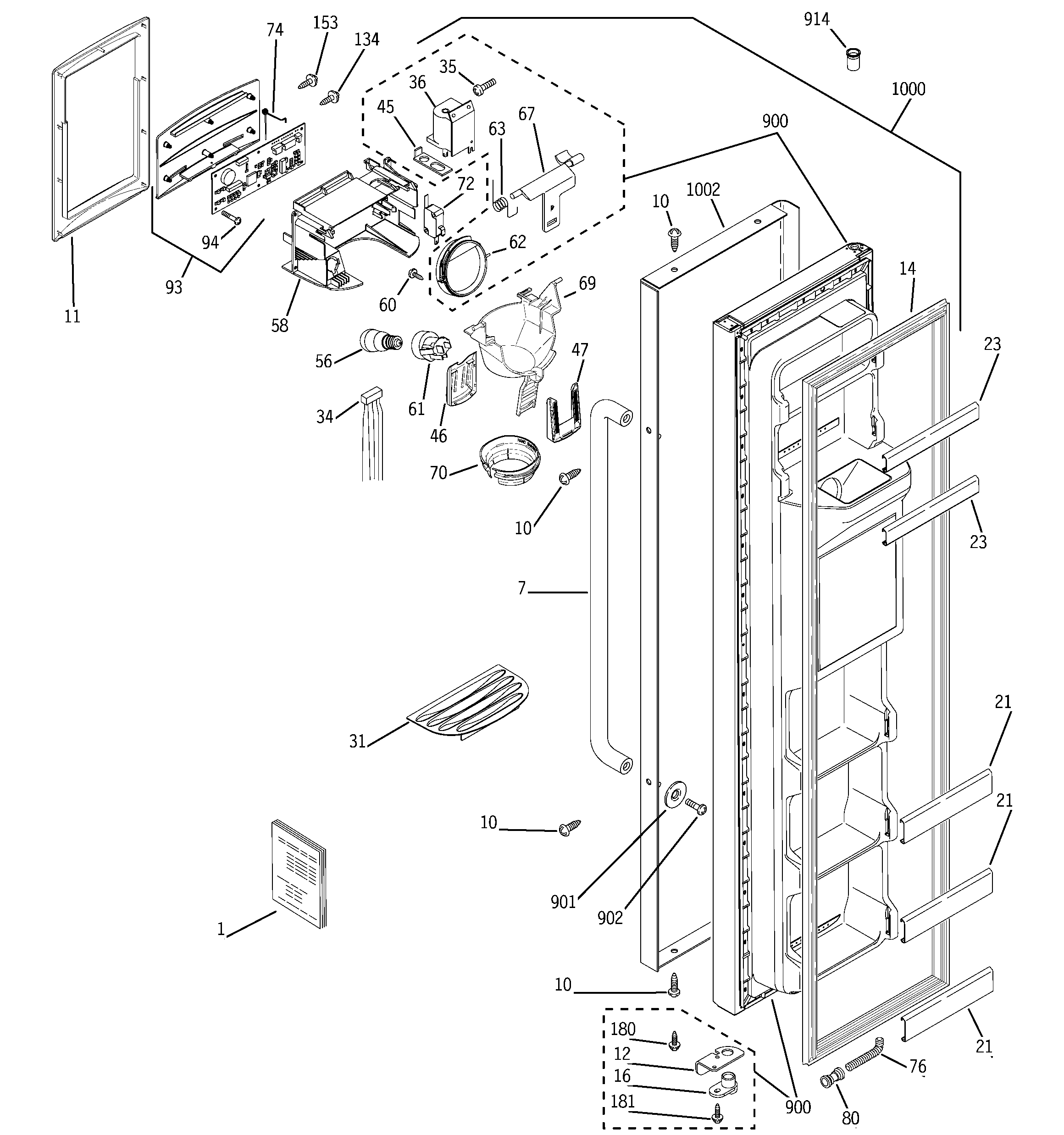 GE PSA22SIPDFSS freezer door diagram