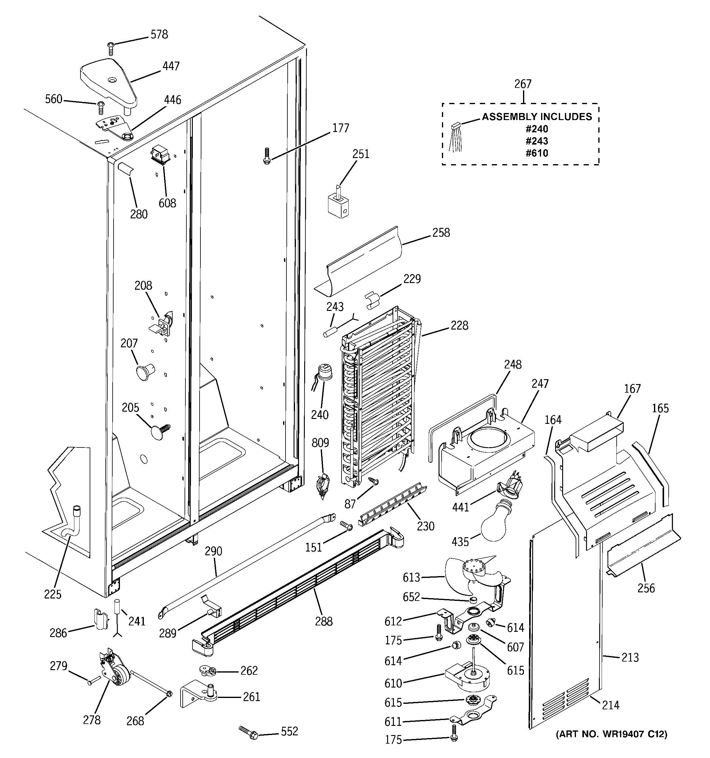 GE PSA22SIPDFSS freezer section diagram