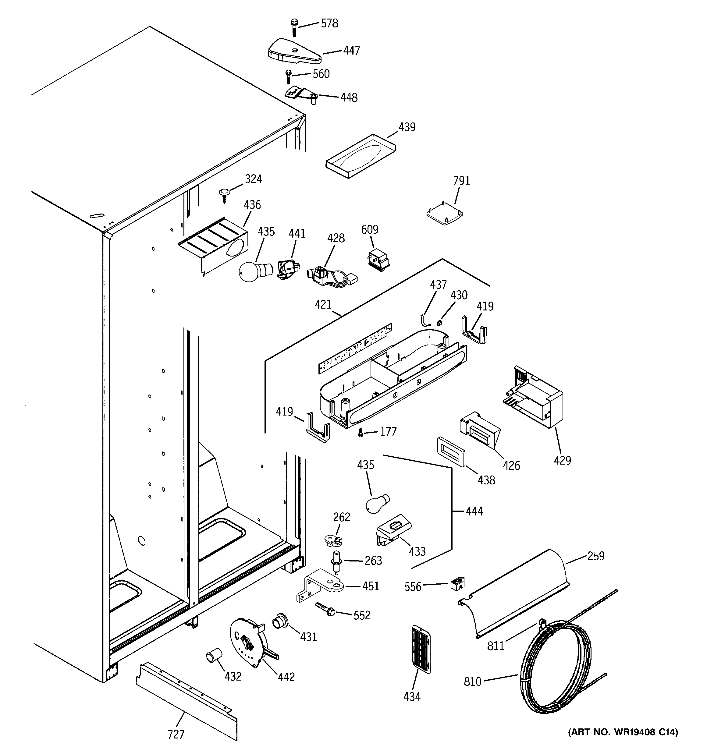 GE PSA22SIPDFSS fresh food section diagram