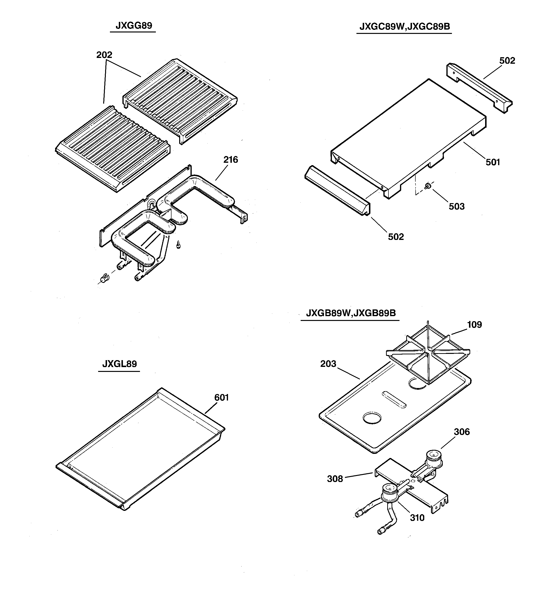 GE JXGC89B accessory modules diagram