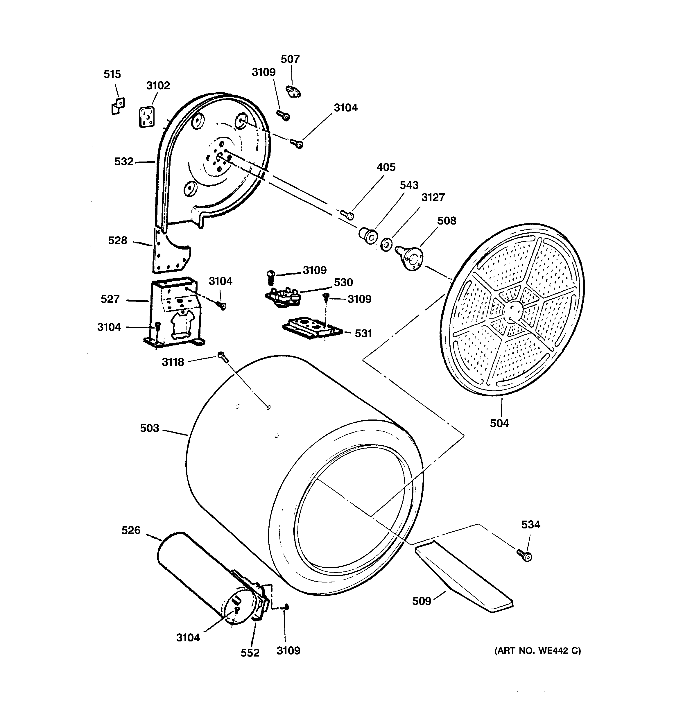 GE DDC4500SKM drum diagram