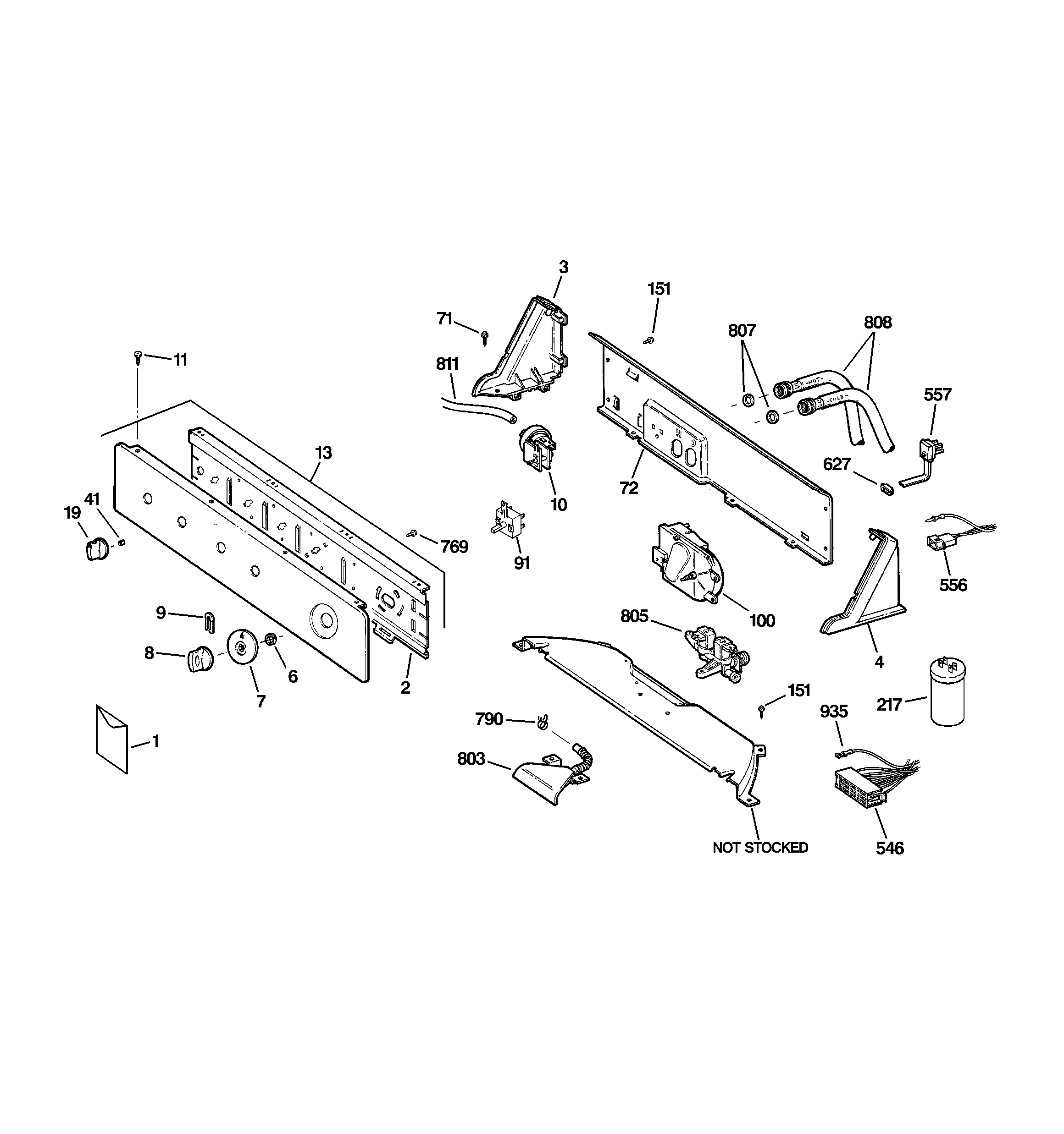 GE WDSR2080D2CC controls & backsplash diagram