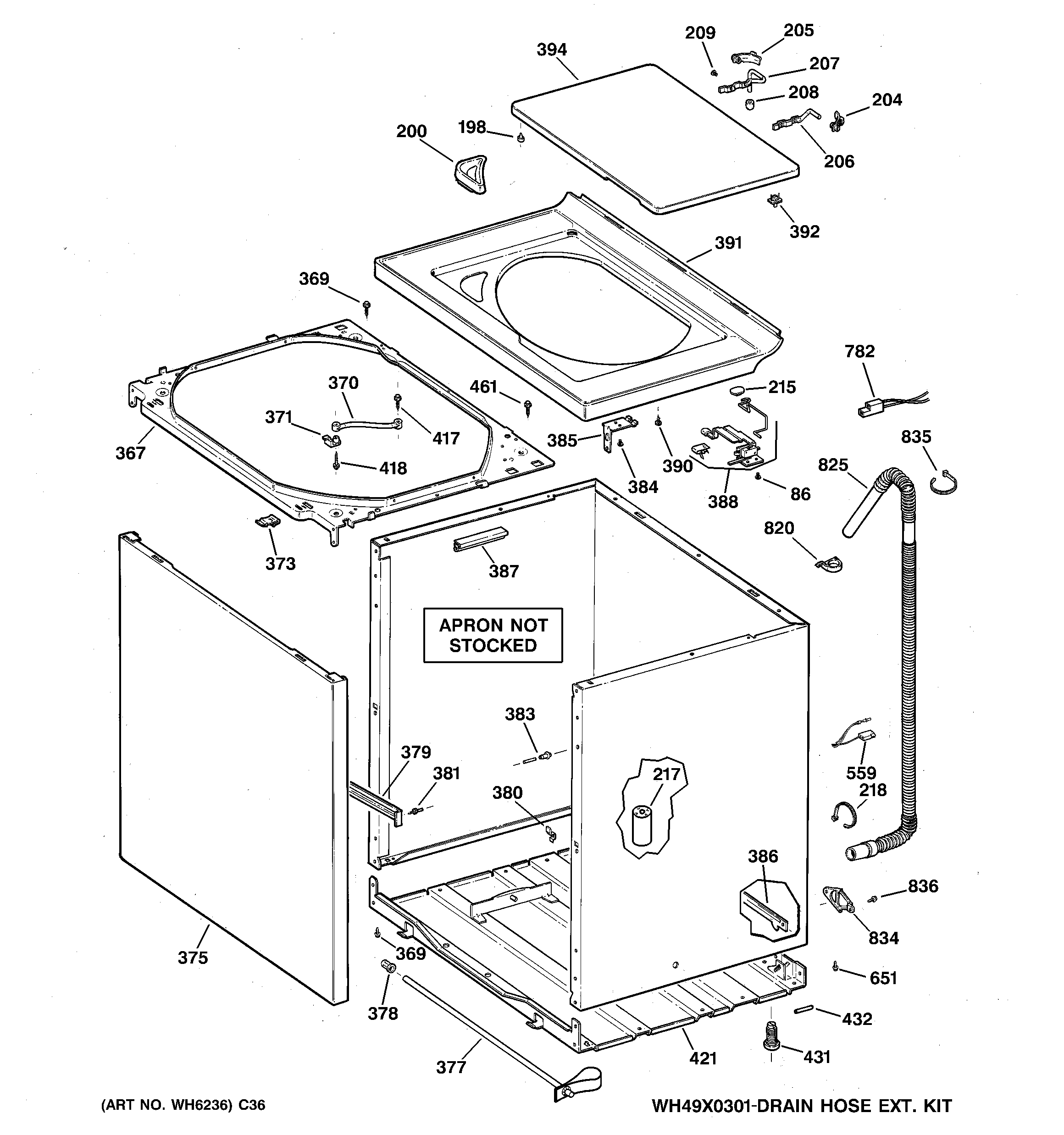 GE WDSR2080D2CC cabinet, cover & front panel diagram