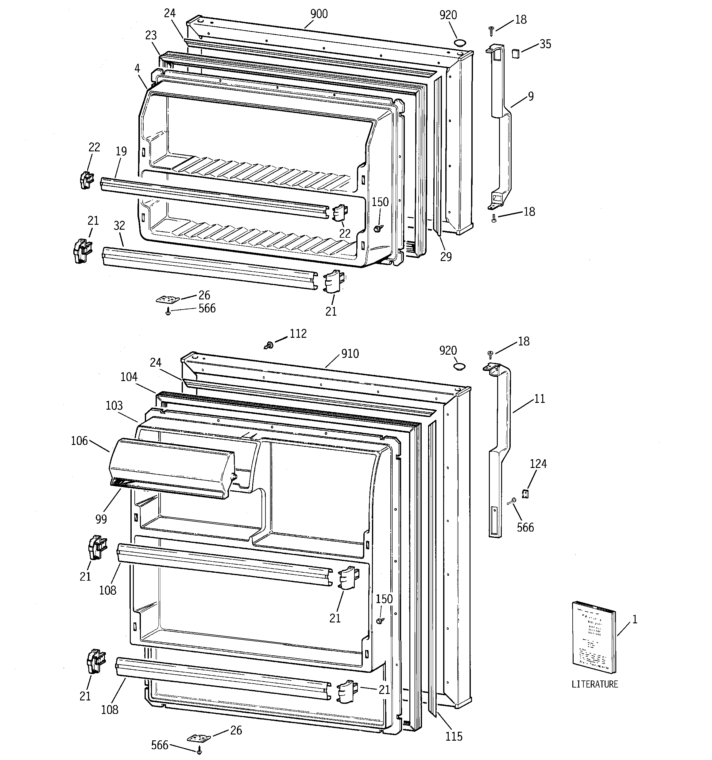 GE GTS15GBRELWW doors diagram