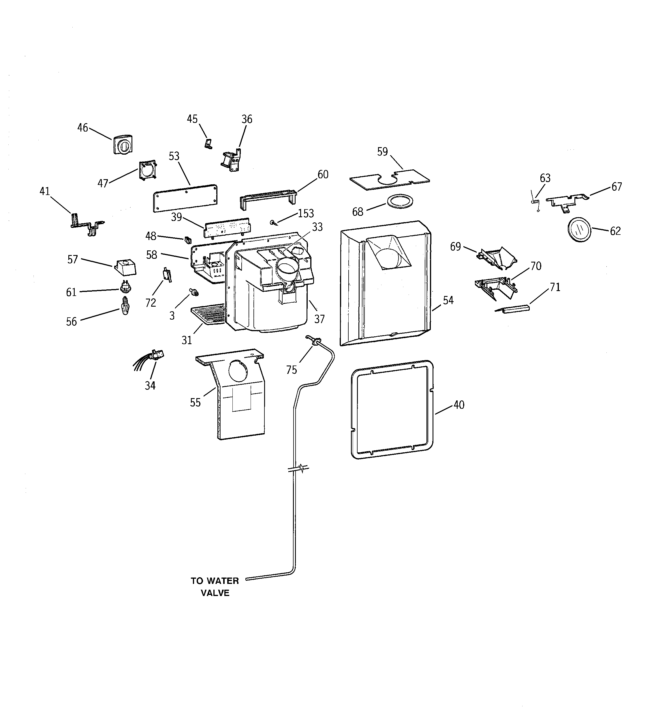 GE TBX25PRBMLWW dispenser diagram