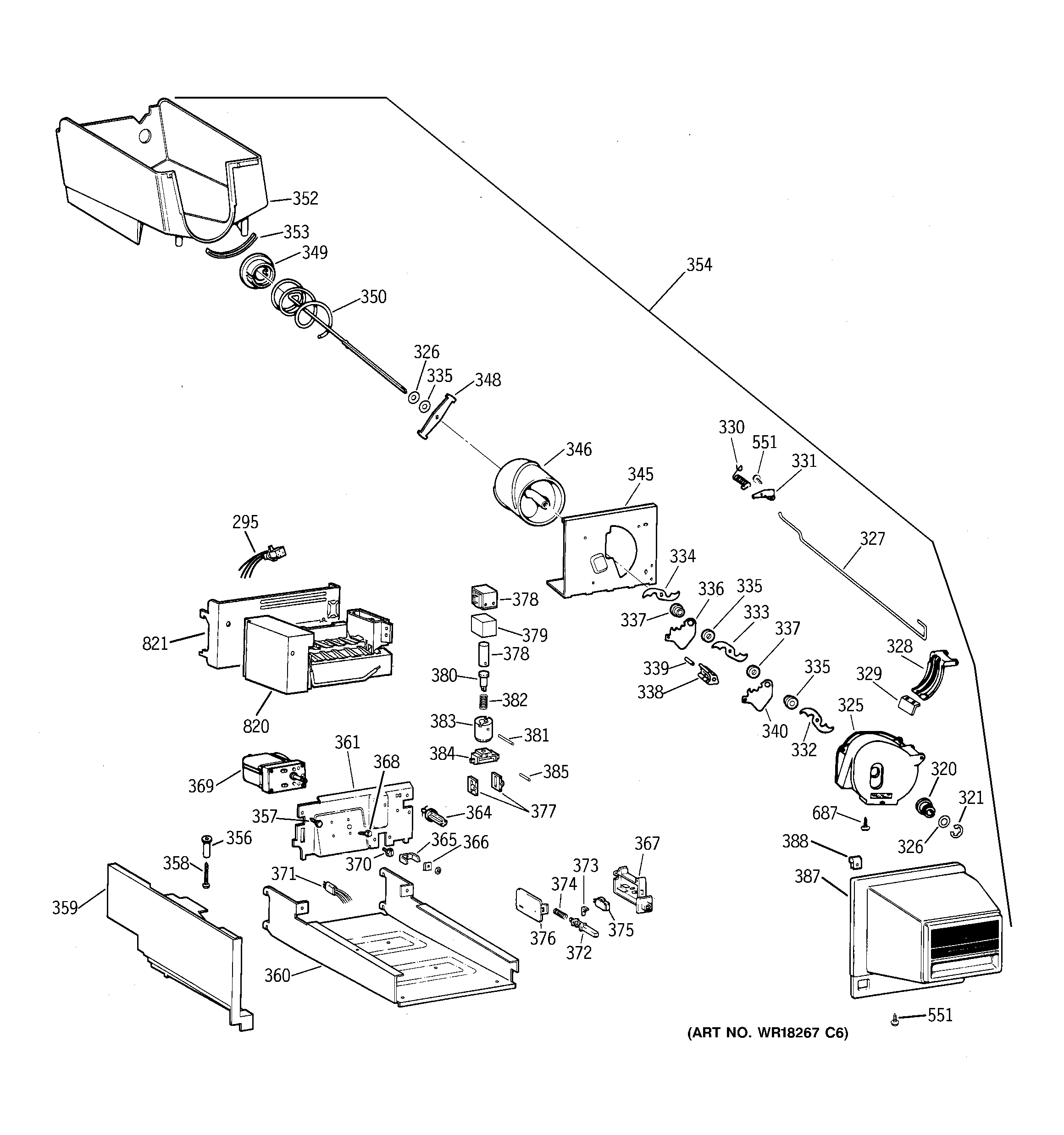 GE TBX25PRBMLWW ice bucket diagram
