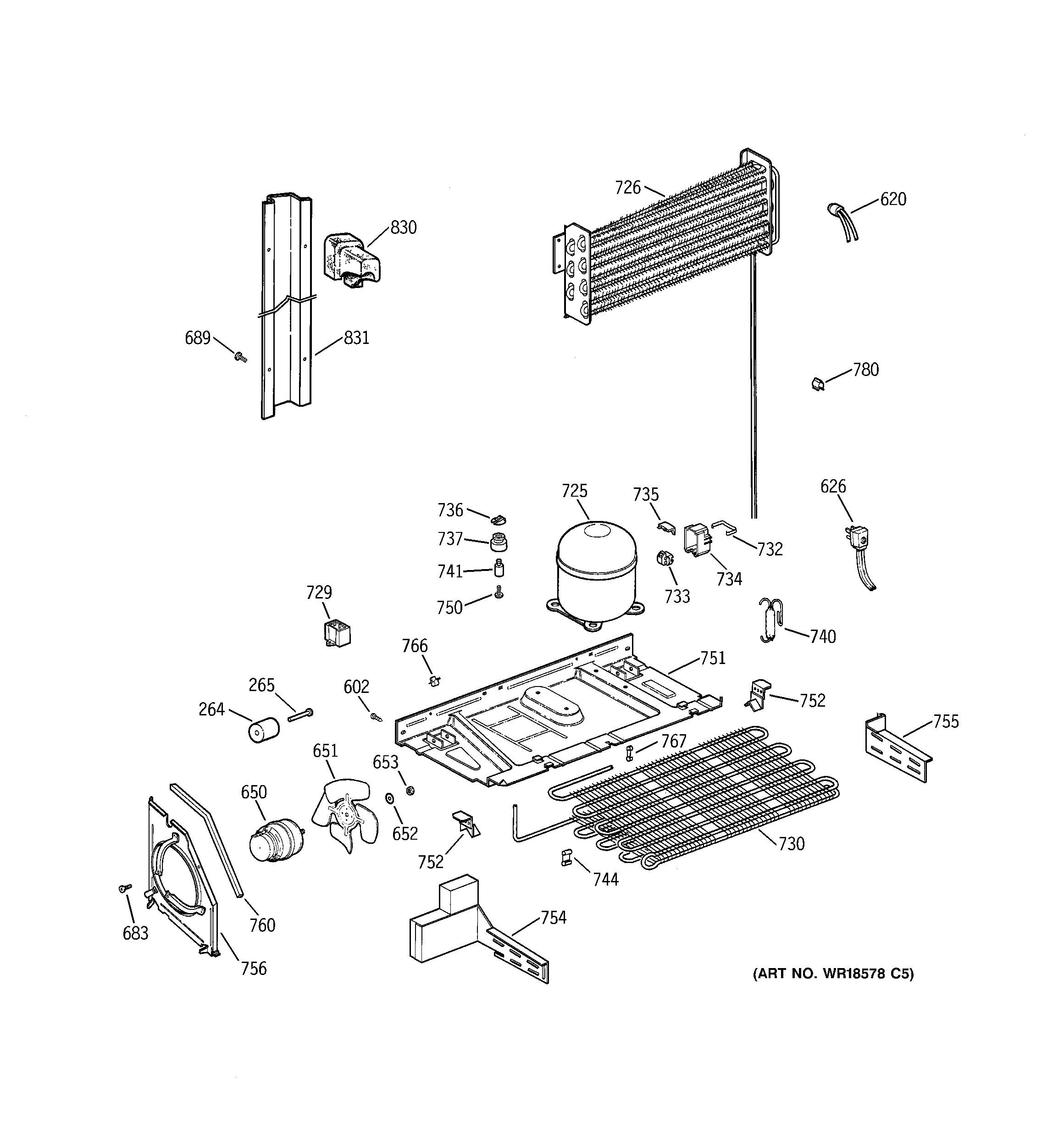 GE TBX25PRBMLWW unit parts diagram
