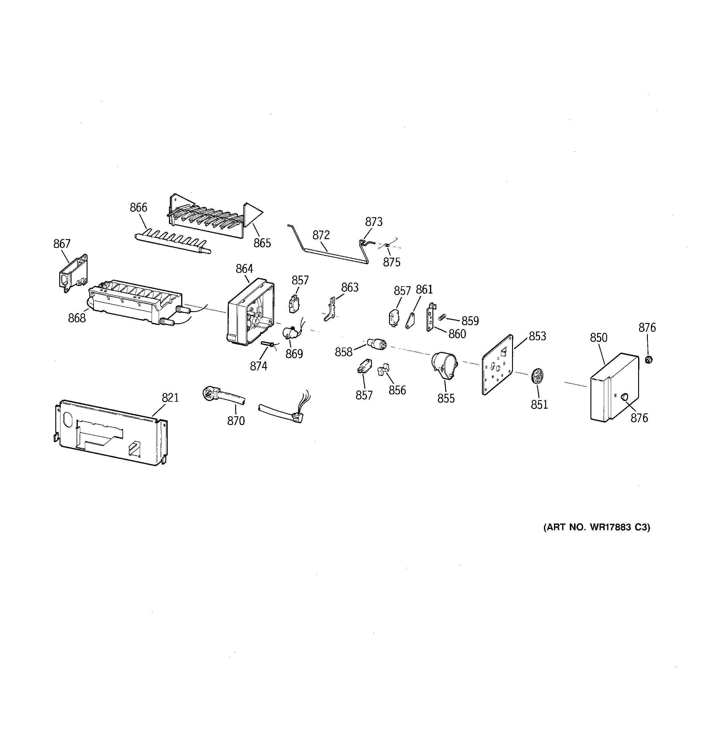 GE TBX25PRBMLWW ice maker diagram