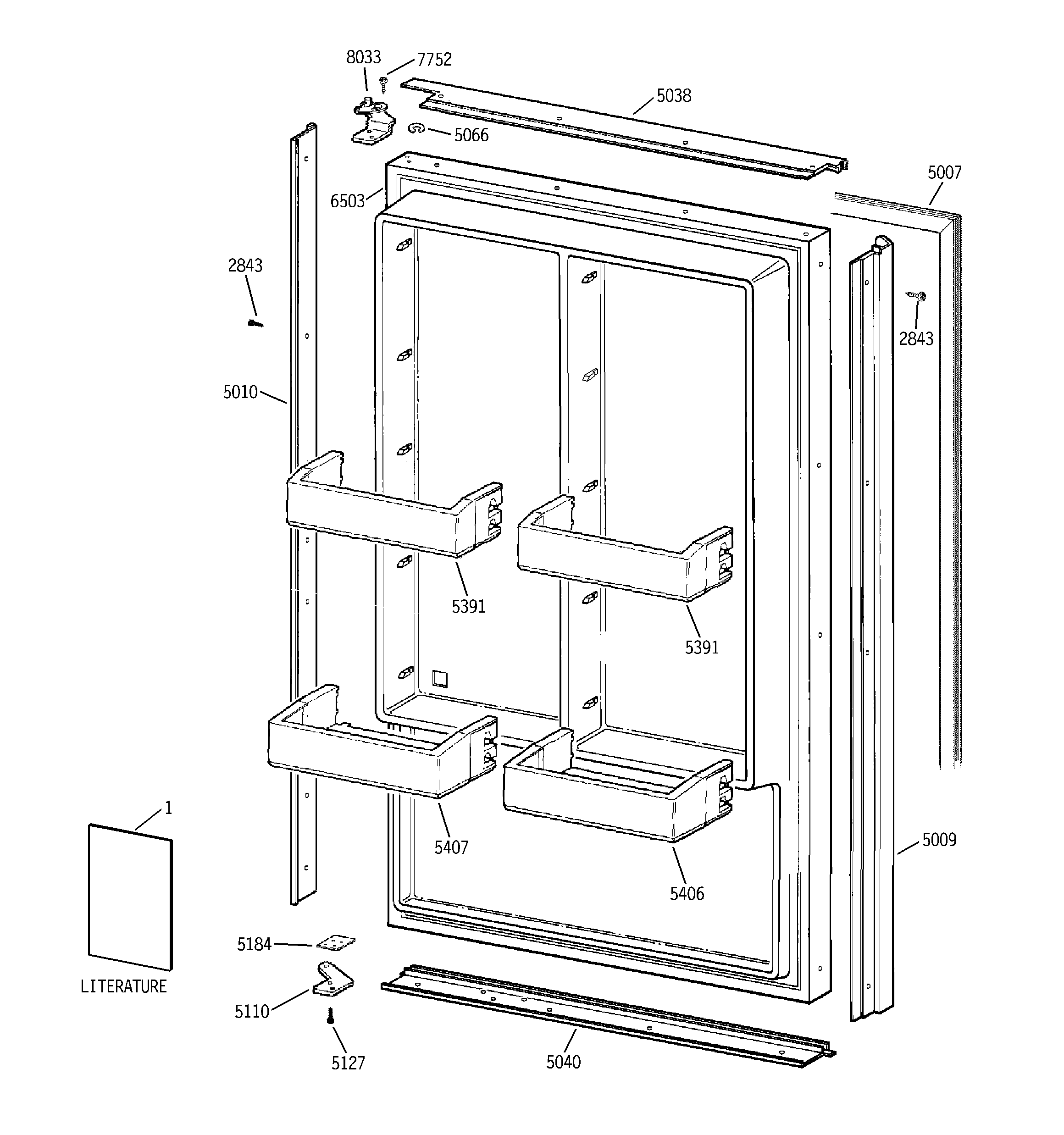 GE ZIF36NMARH freezer door diagram