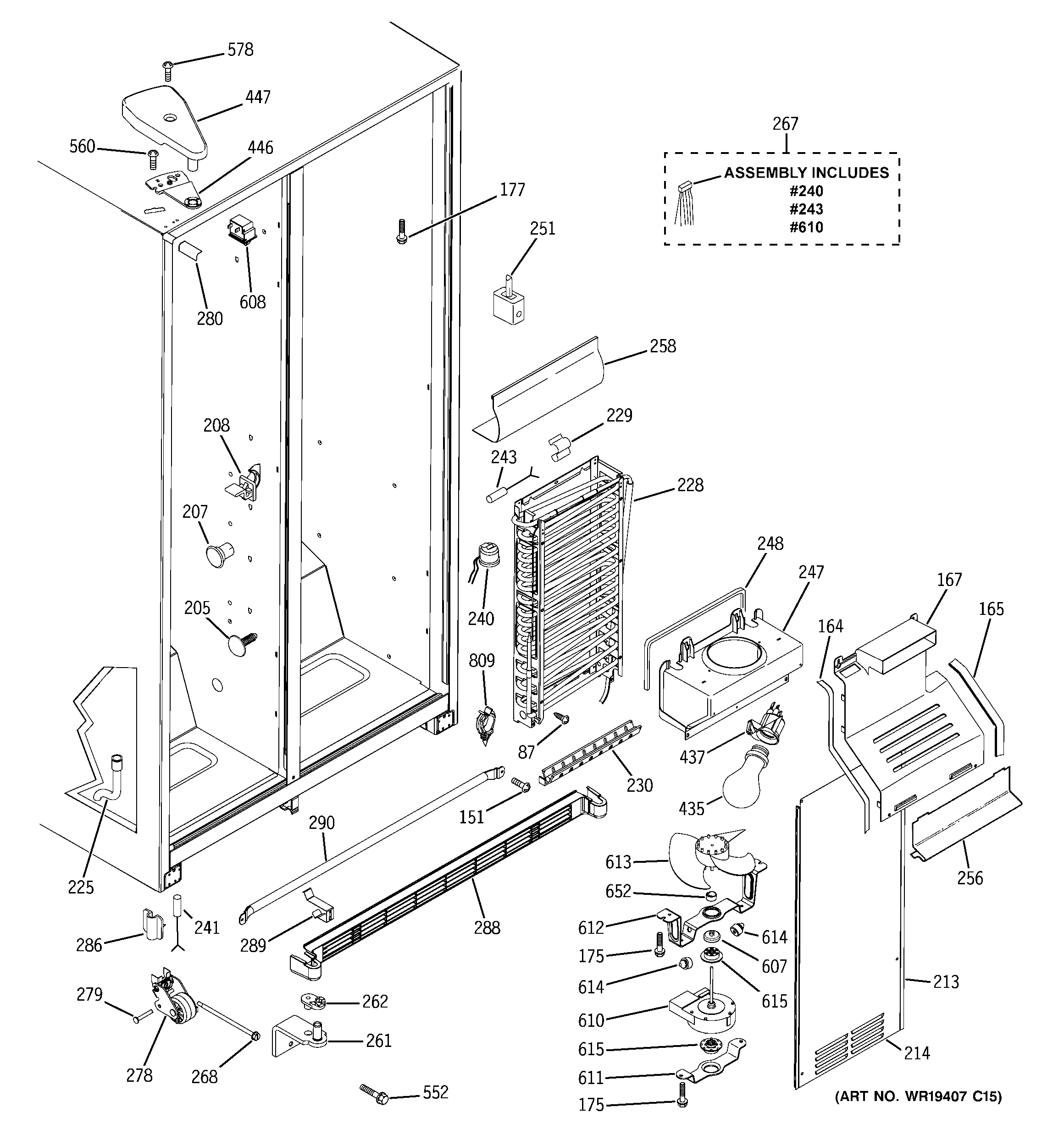 GE GSS20IEPDBB freezer section diagram
