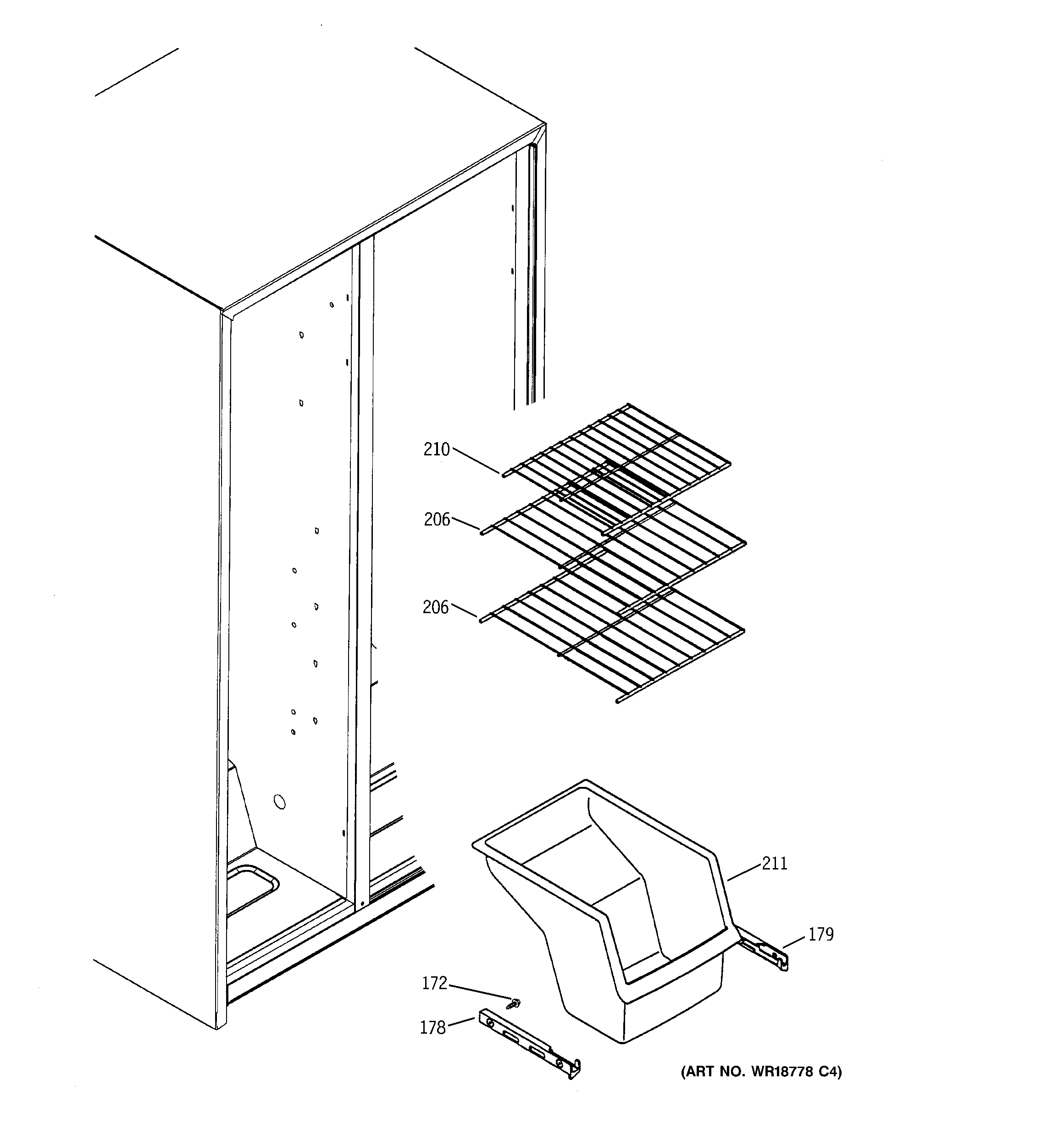 GE GSS20IEPDBB freezer shelves diagram