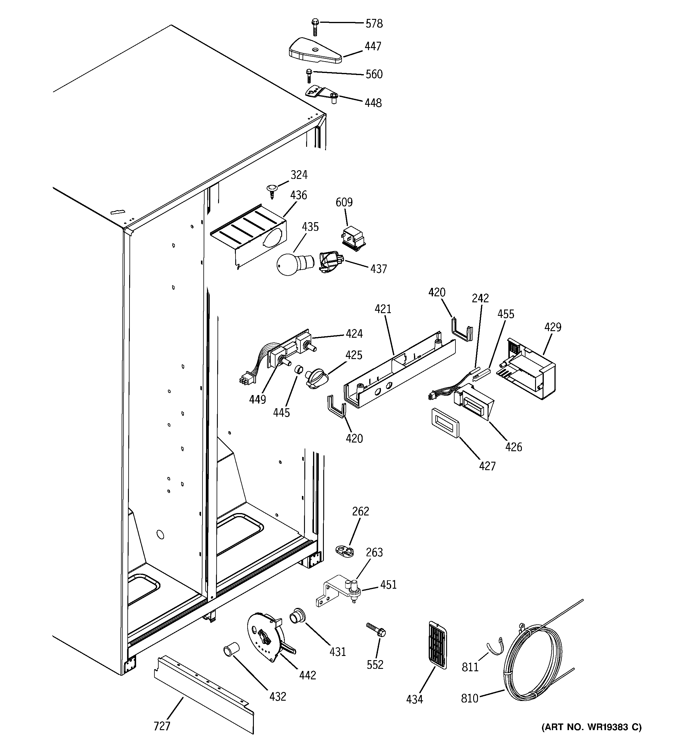 GE GSS20IEPDBB fresh food section diagram