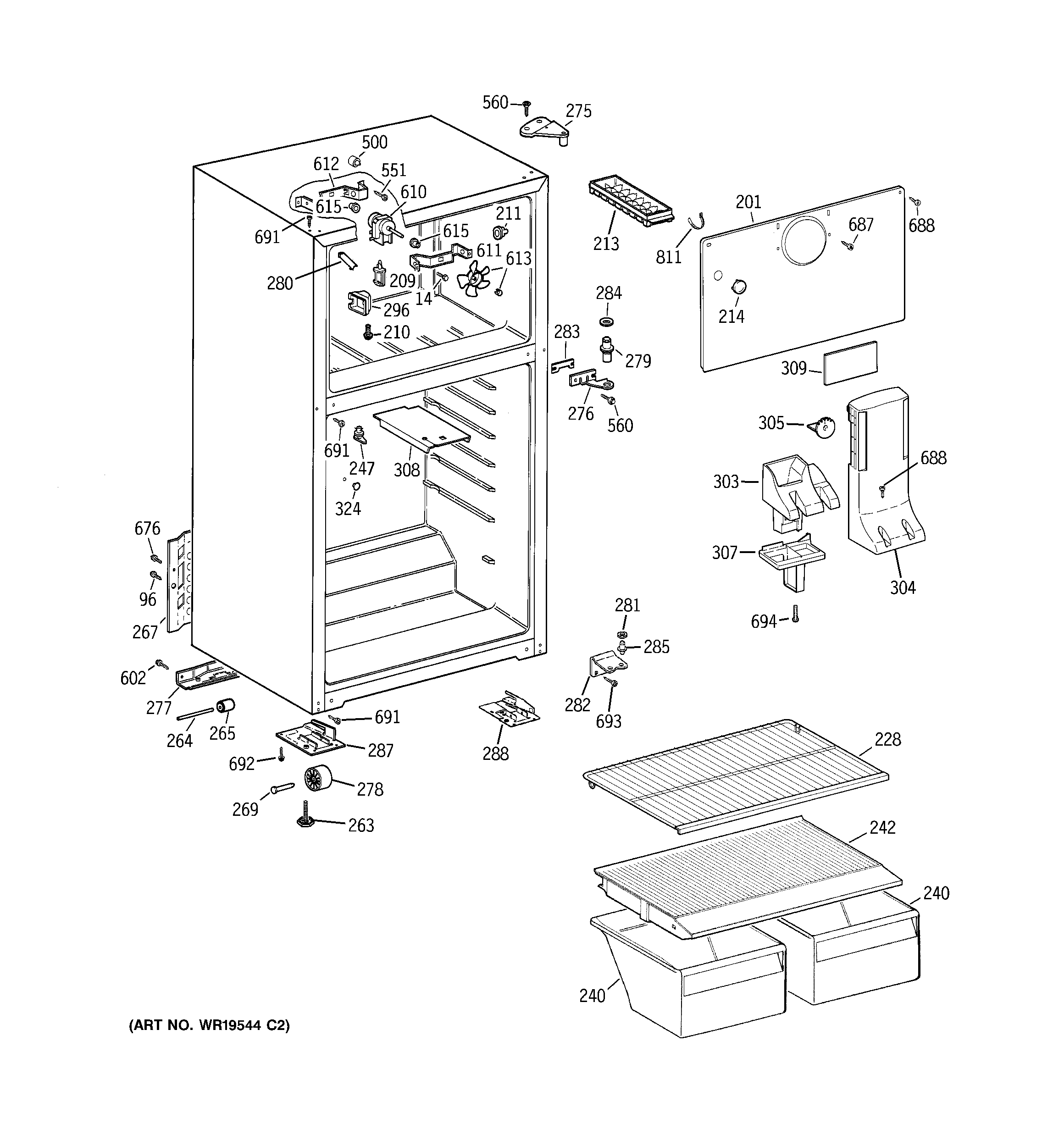 GE GTS18ABMERWW cabinet diagram