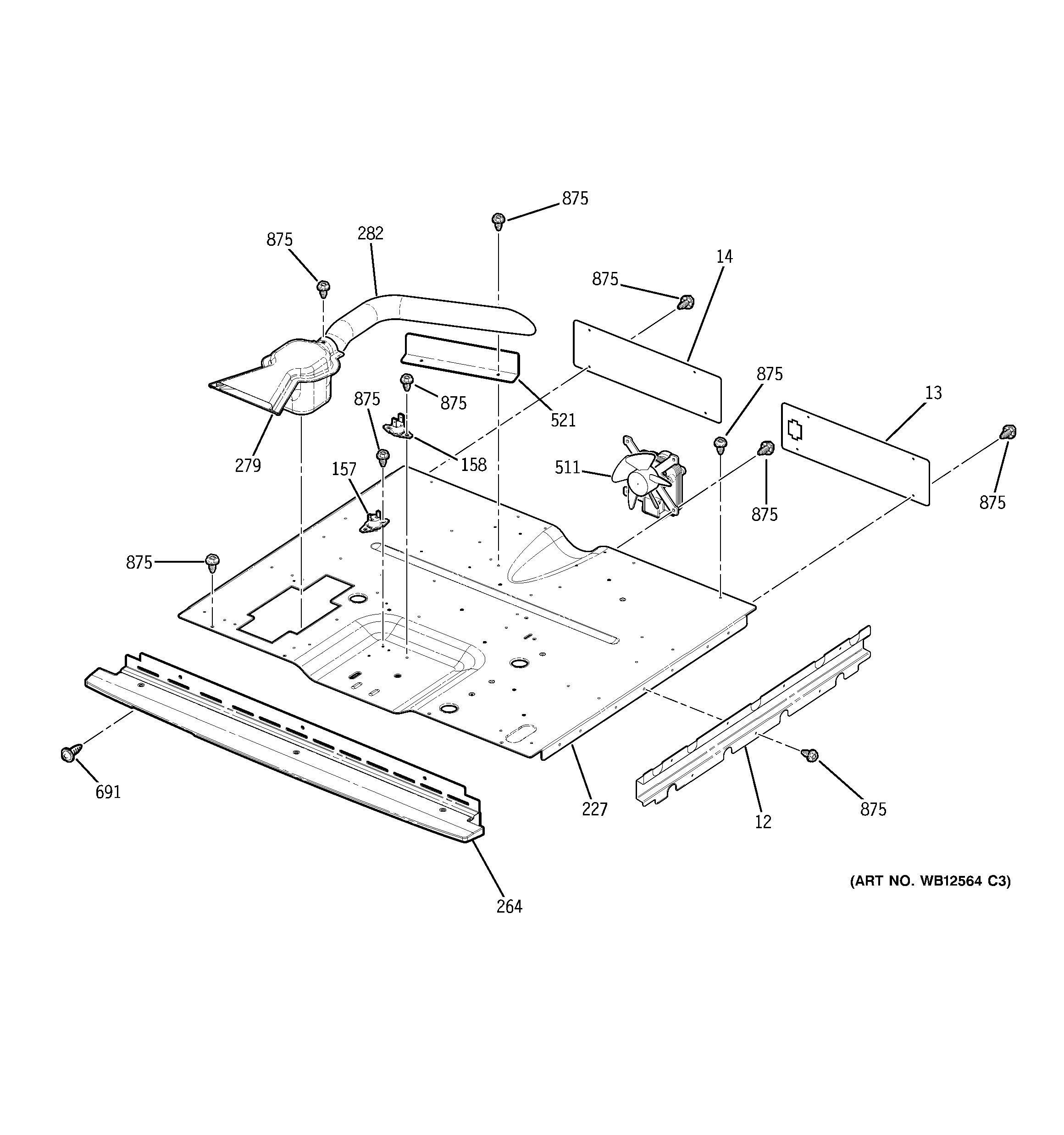 GE JKP50SH2SS center spacer diagram