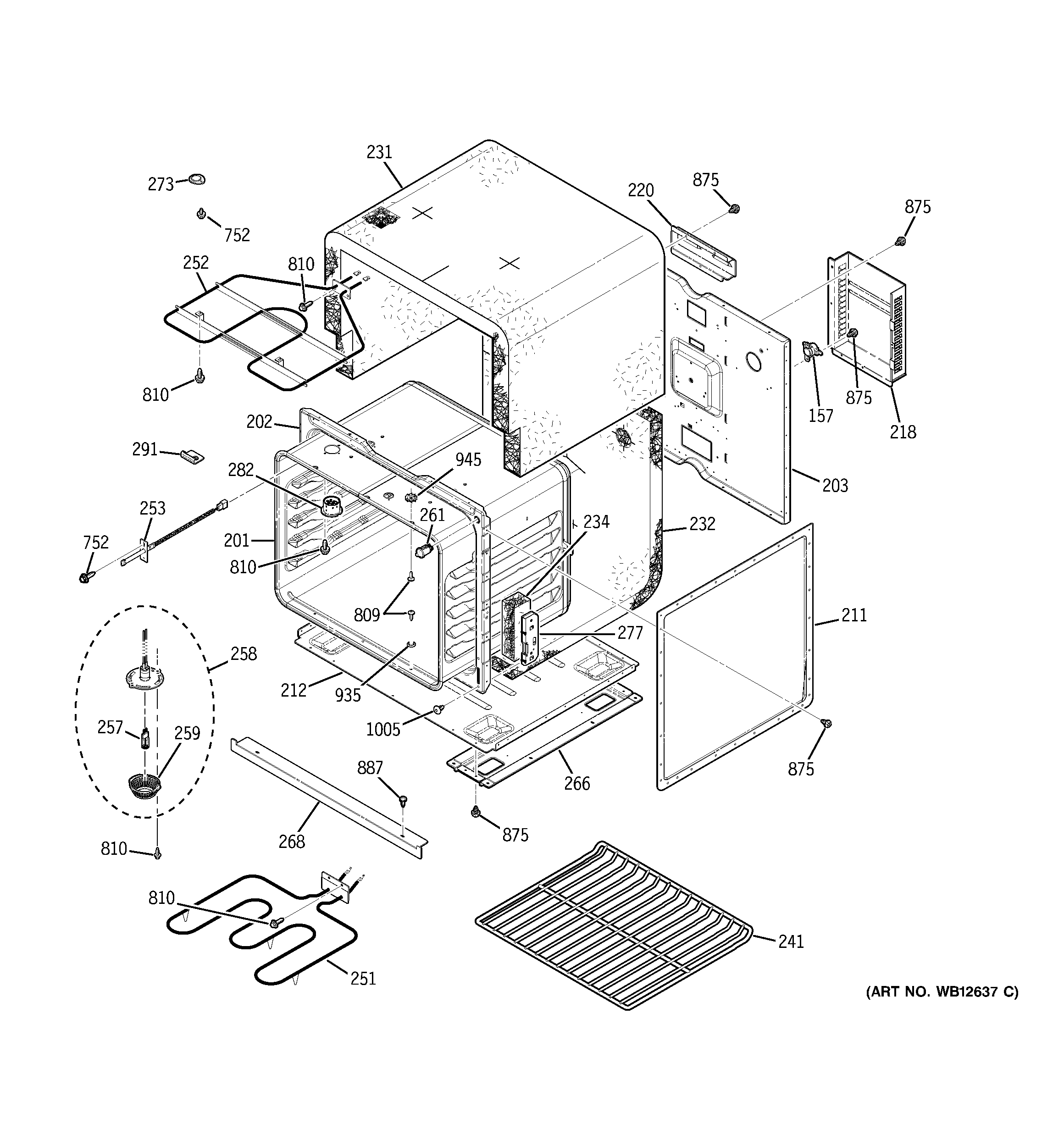GE JKP50SH2SS lower body diagram