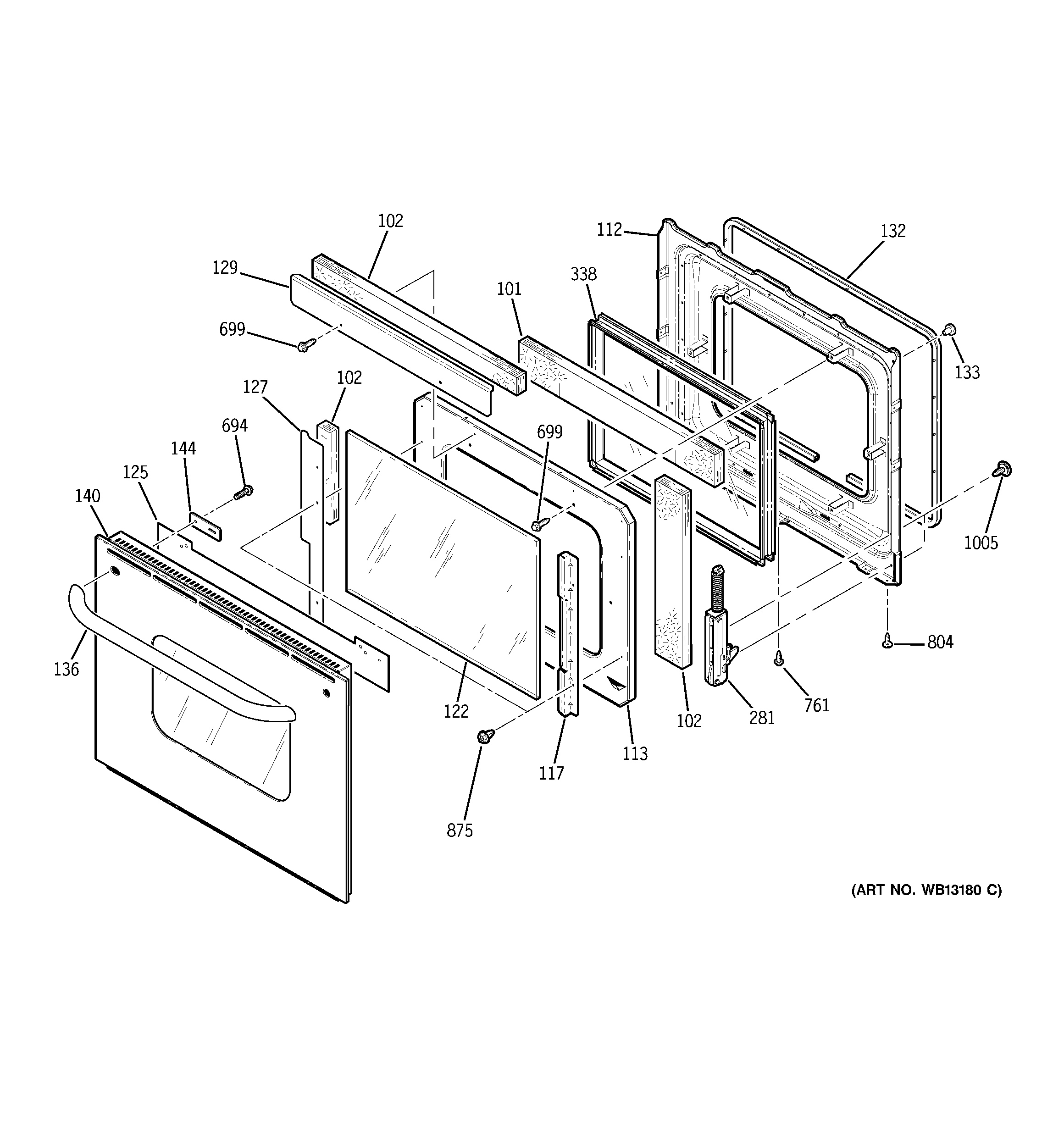 GE JKP50SH2SS door diagram