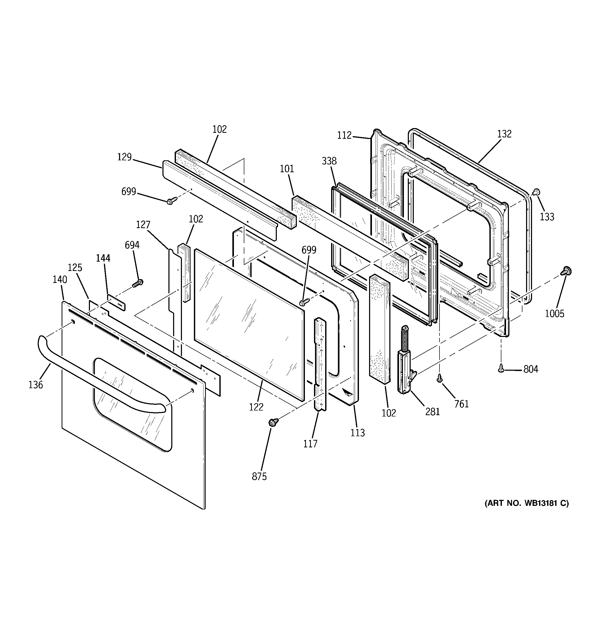 GE JKP50SH1SS door diagram