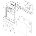 GE GSD6100K00BB escutcheon & door assembly diagram