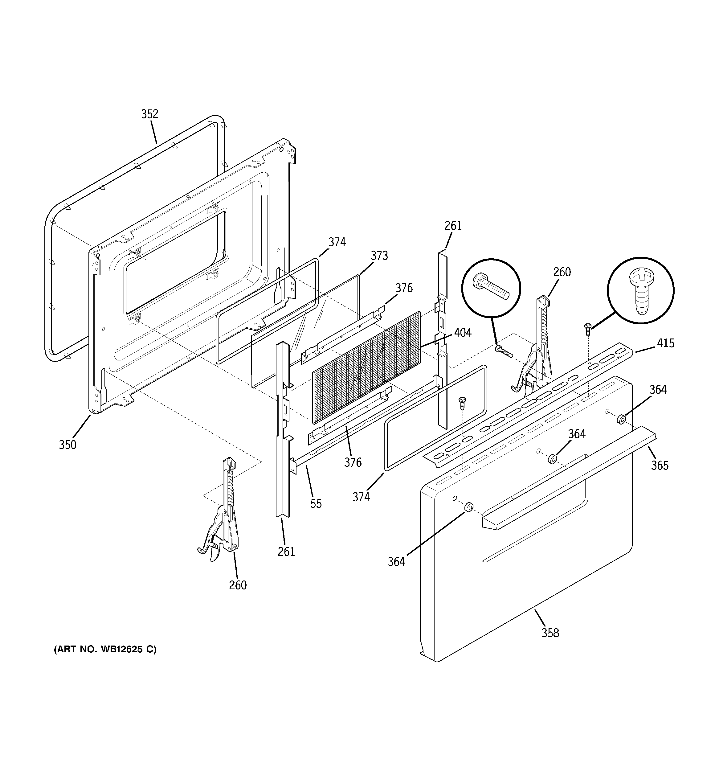 GE JCS57F2WW door diagram