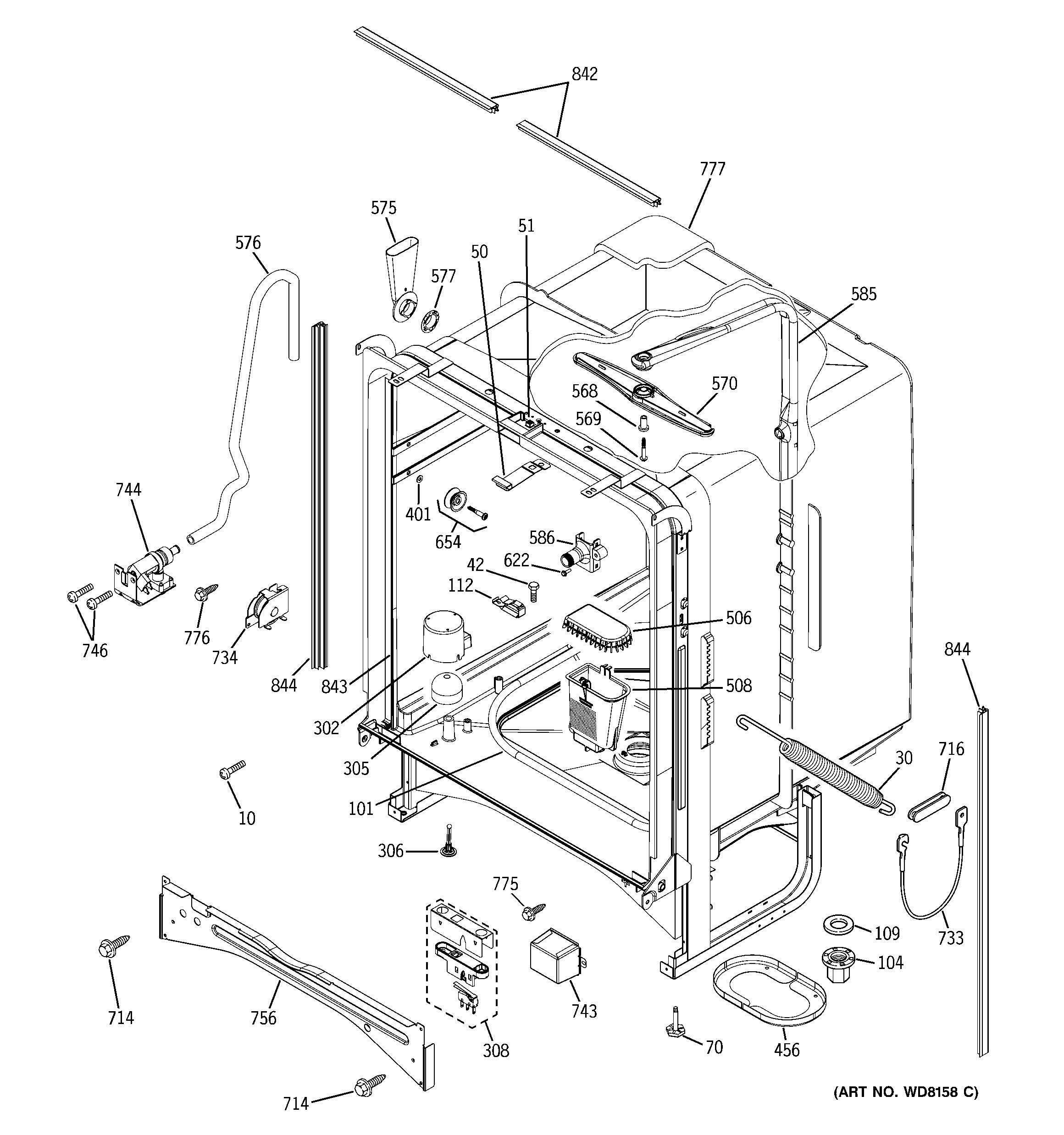 GE GSD6900J01CC body parts diagram