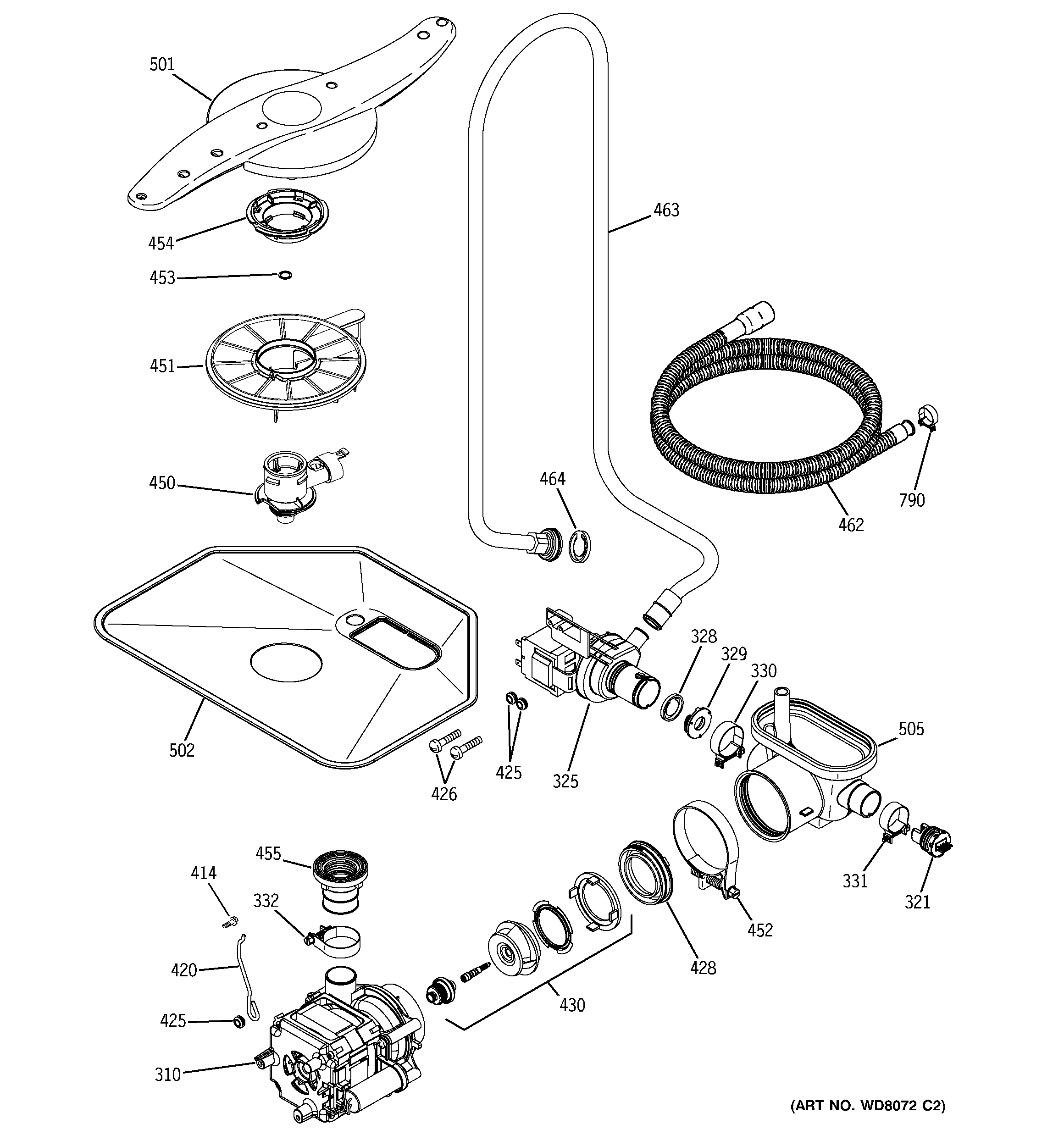 GE GSD6900J01CC motor-pump mechanism diagram