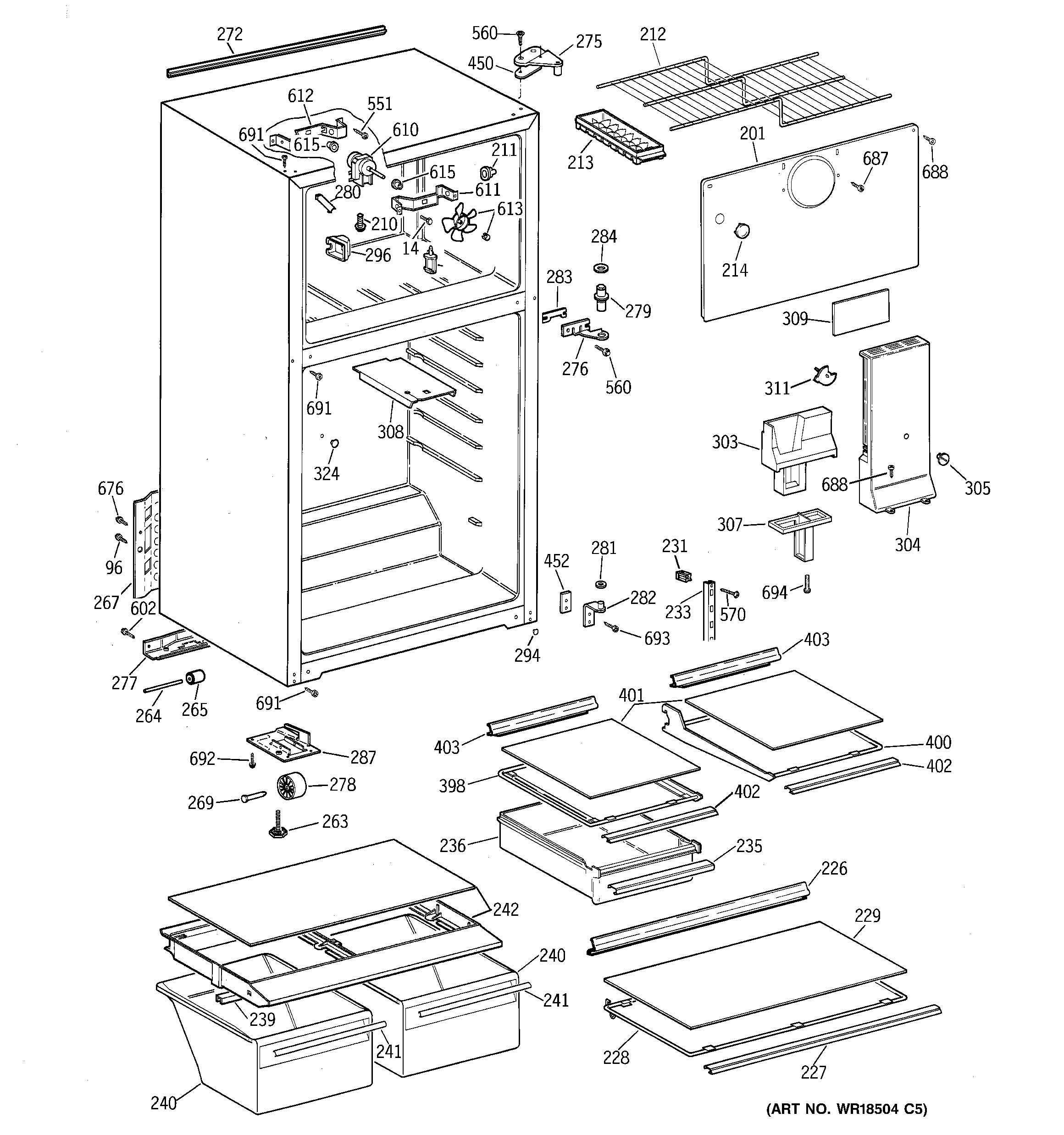 GE TBZ14NACKRWW cabinet diagram