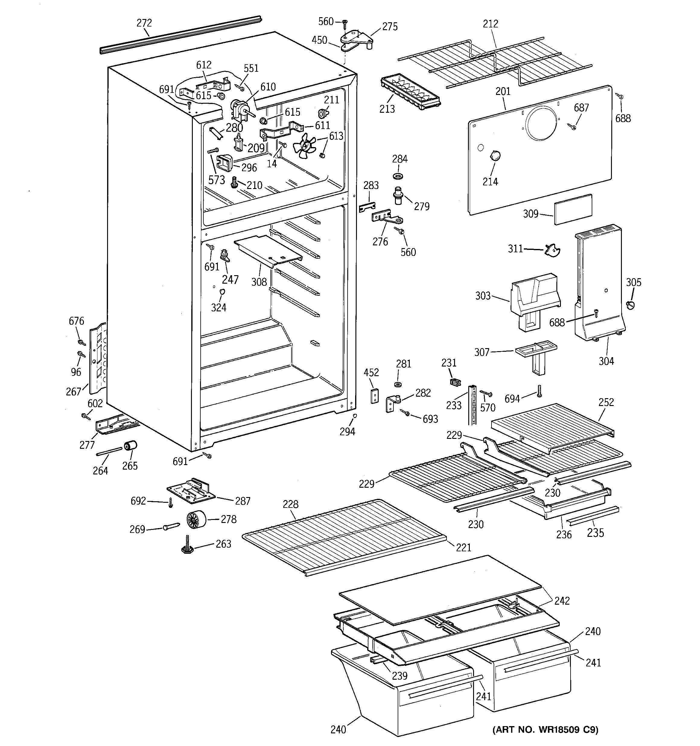 GE TBZ14DACJRWW cabinet diagram