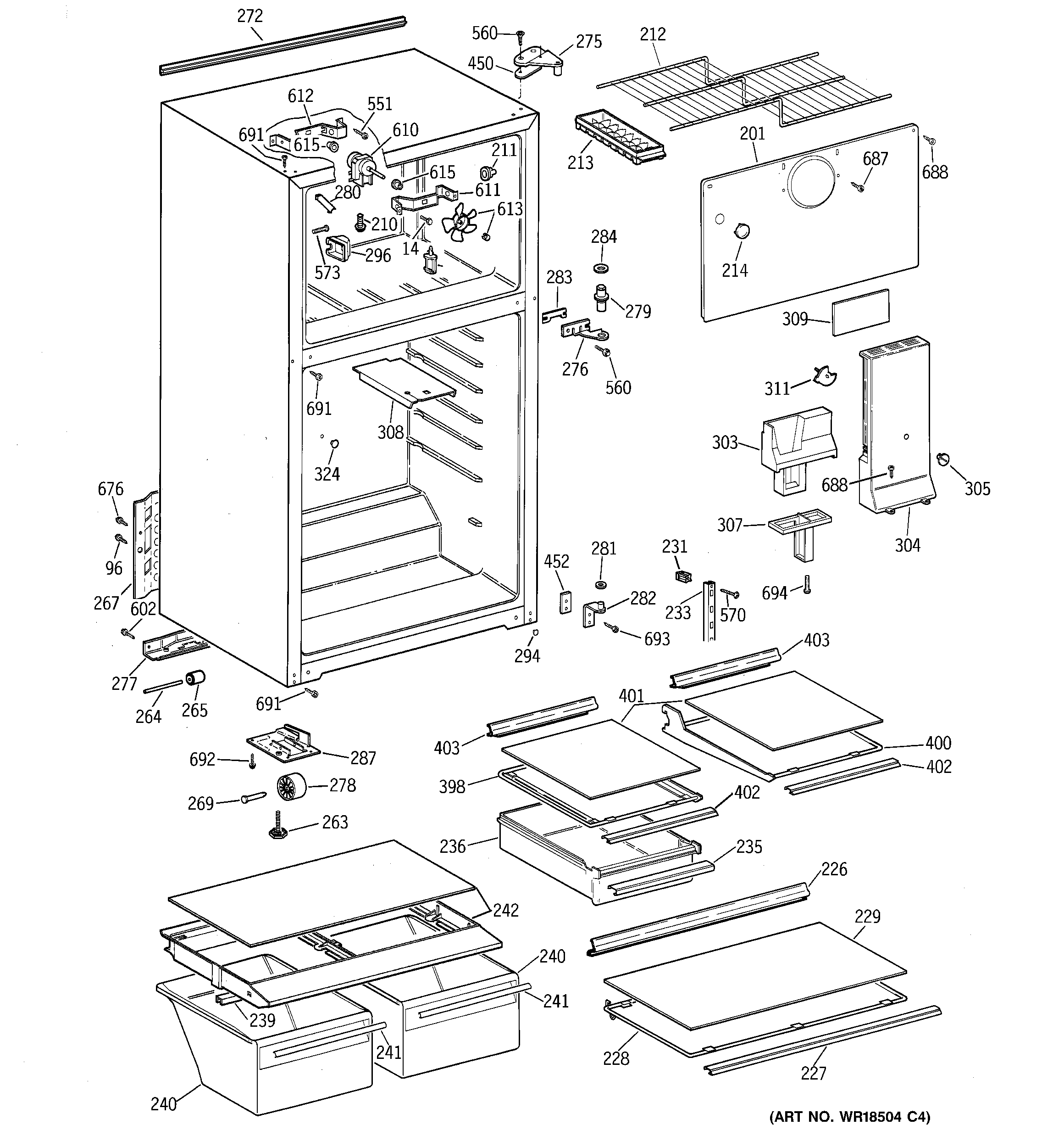 GE TBZ14NACDRWW cabinet diagram