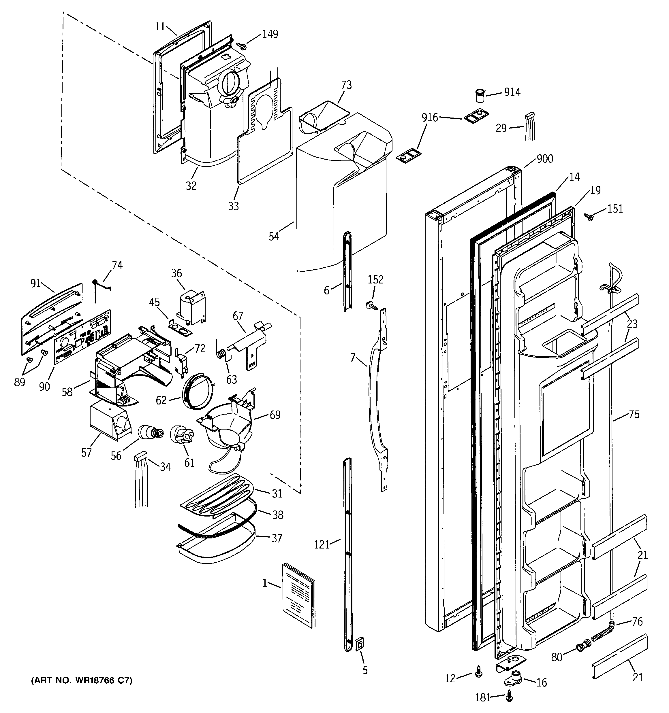 GE GSS20IEMBWW freezer door diagram