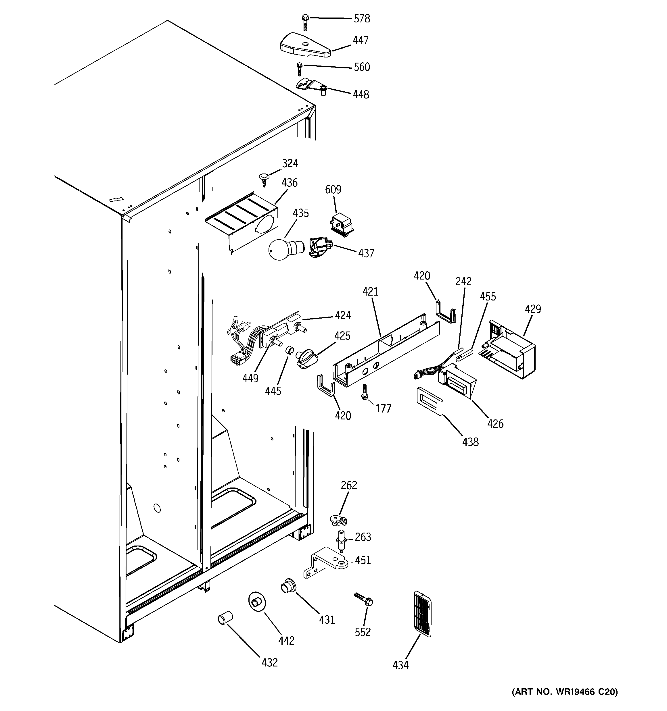 GE GSS20IBPHCC fresh food section diagram
