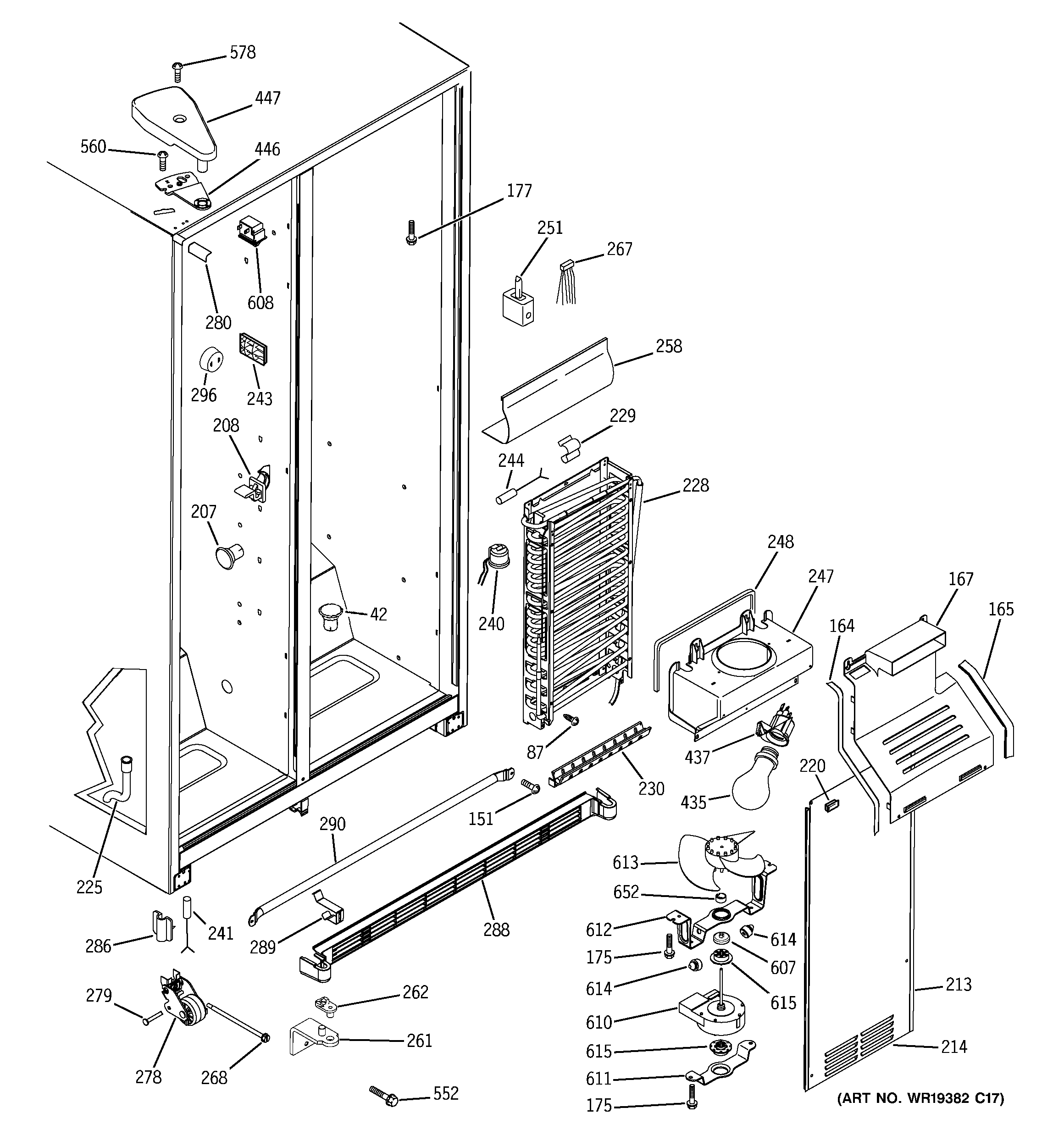 GE GST20DBPHCC freezer section diagram