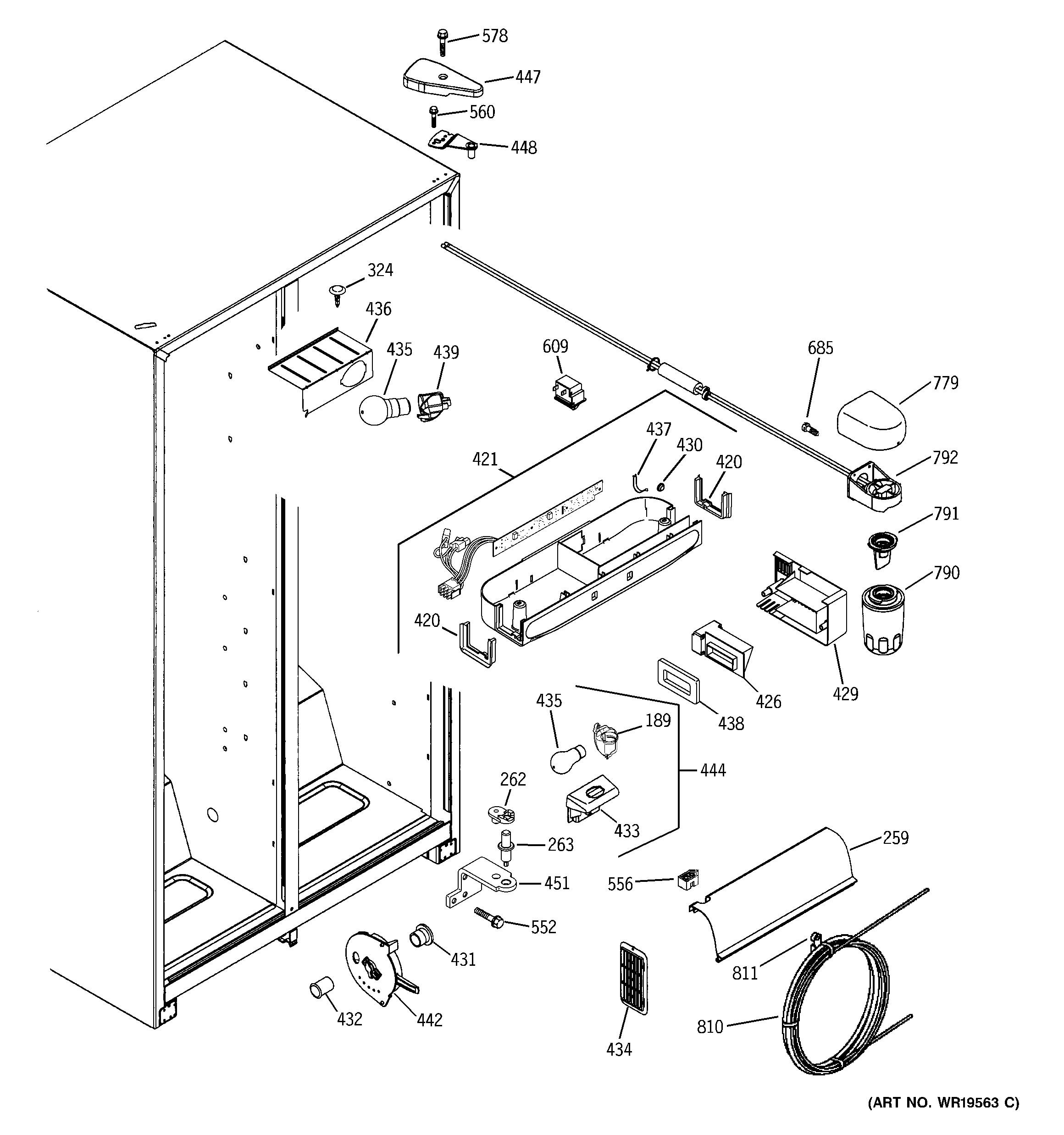 GE GSS22WGPHWW fresh food section diagram