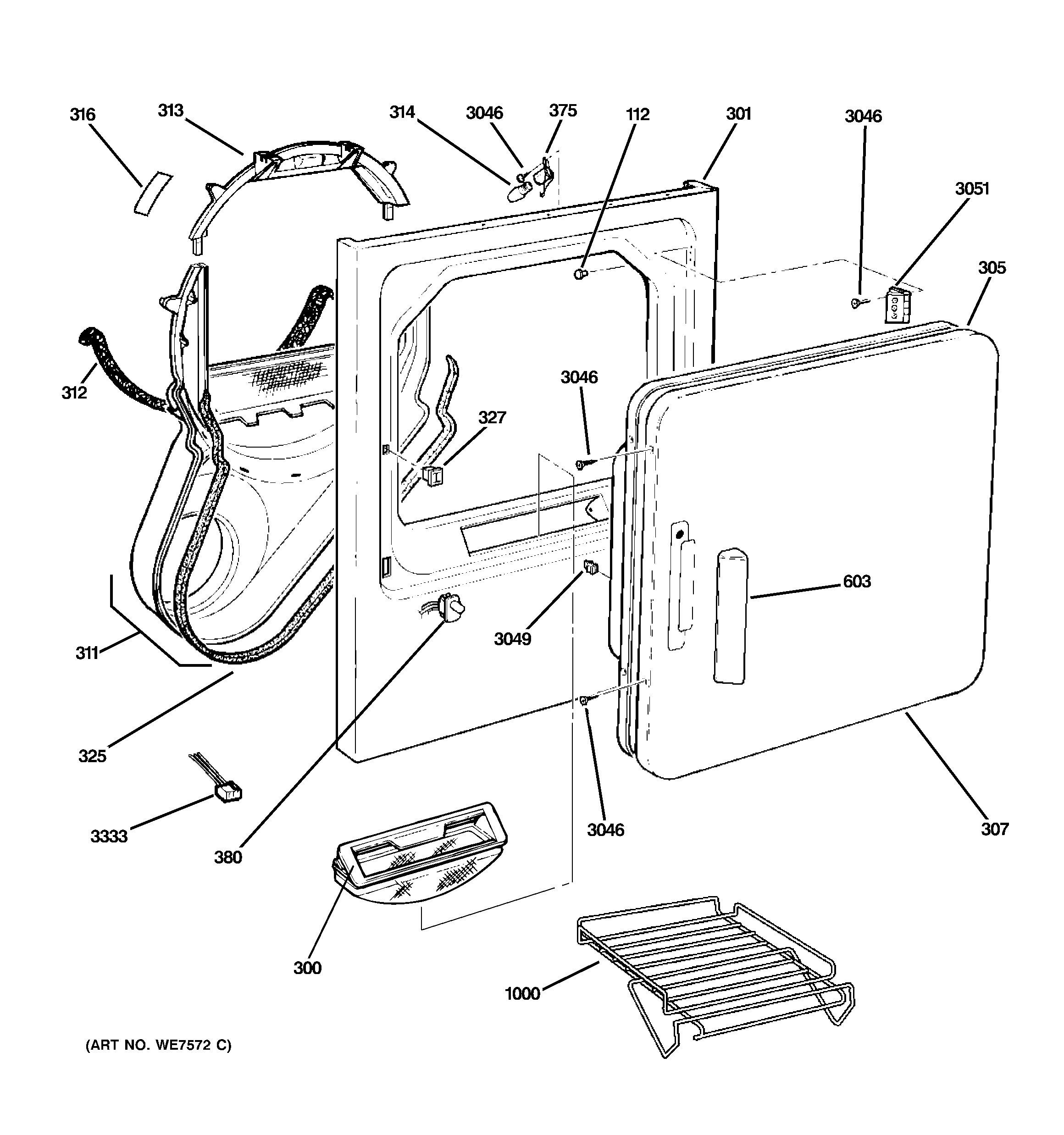 GE DPSB620EC3CC front panel & door diagram