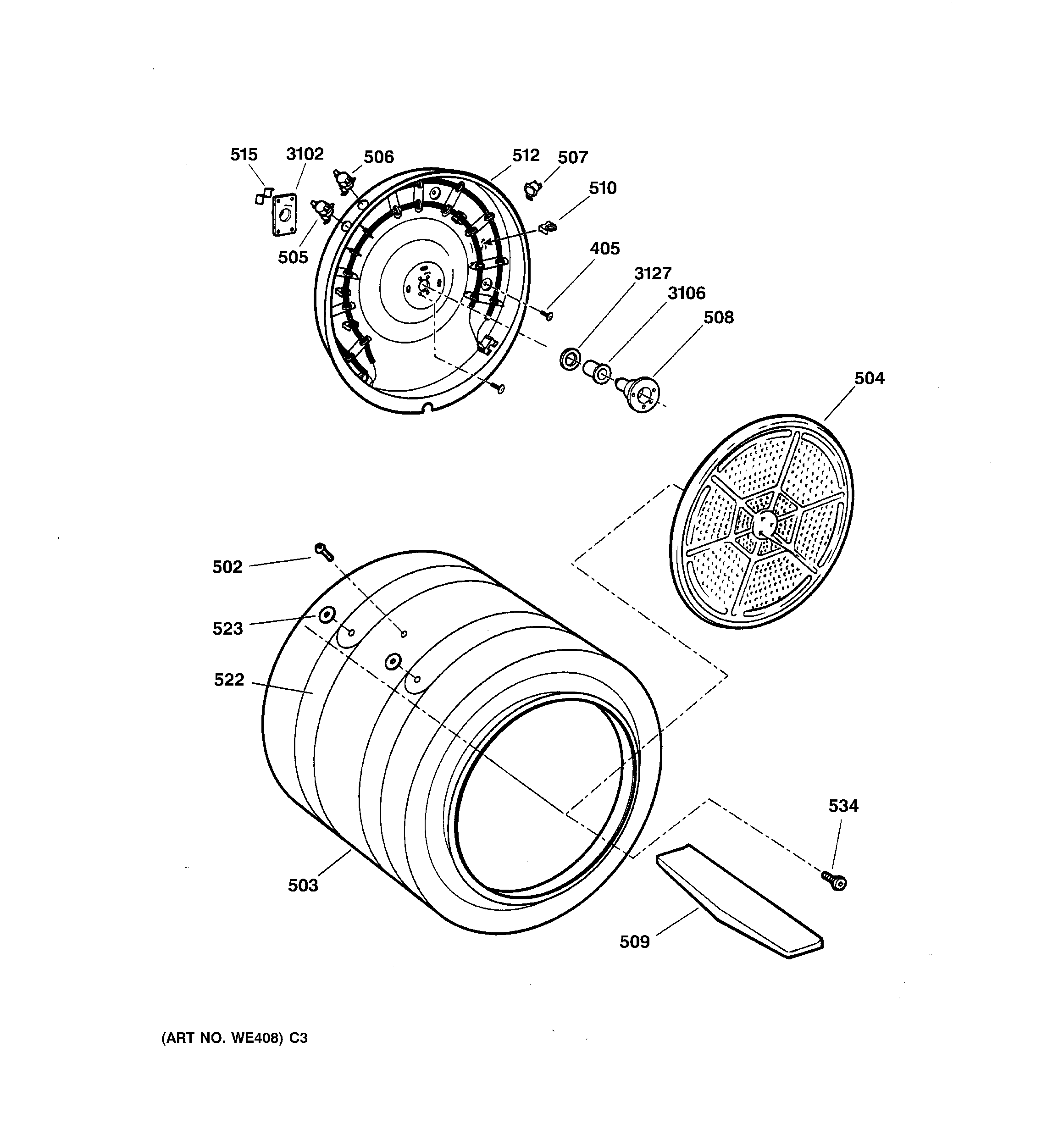 GE DPSB620EC3CC drum diagram