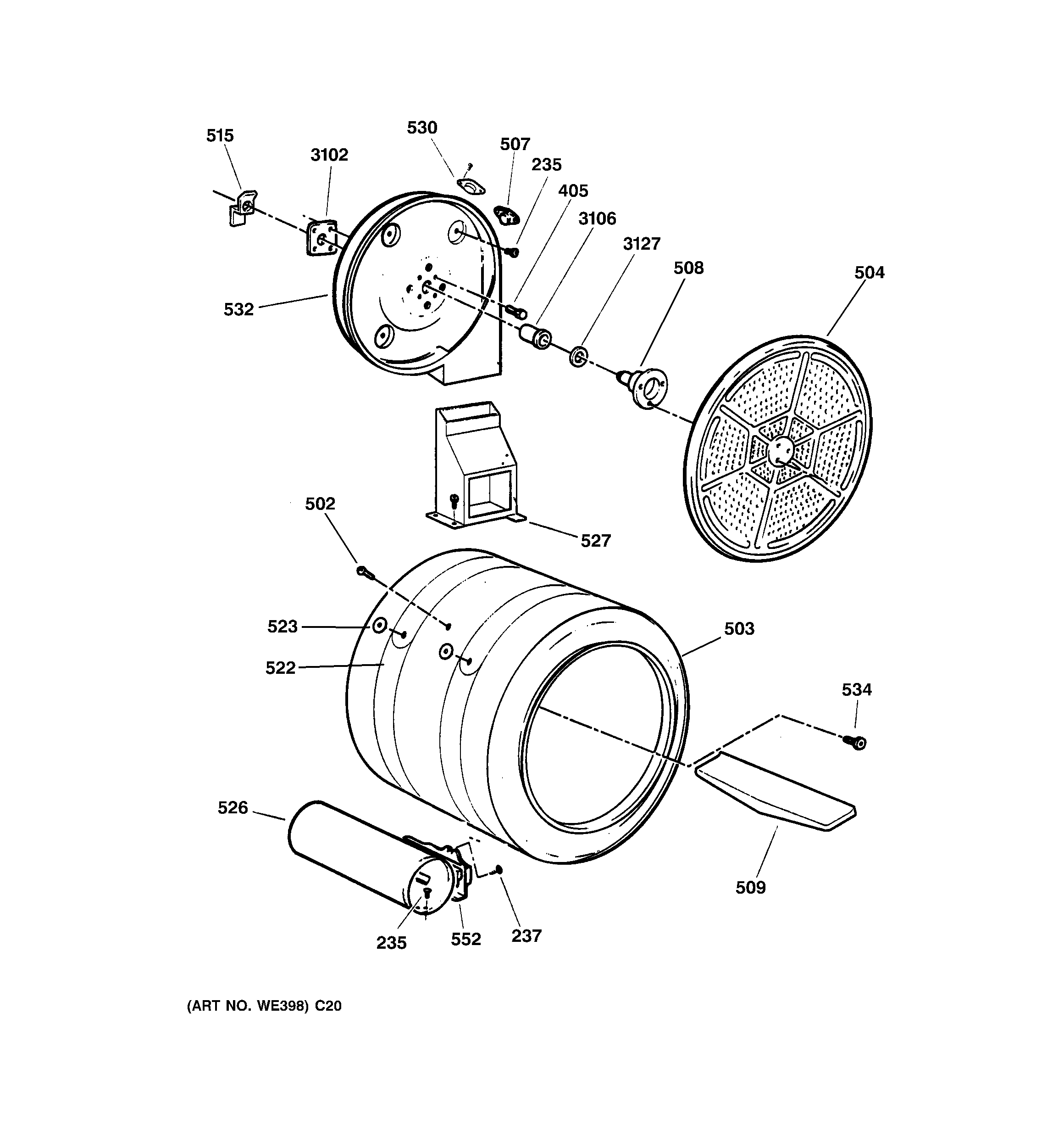GE DPSB620GC2WW drum diagram