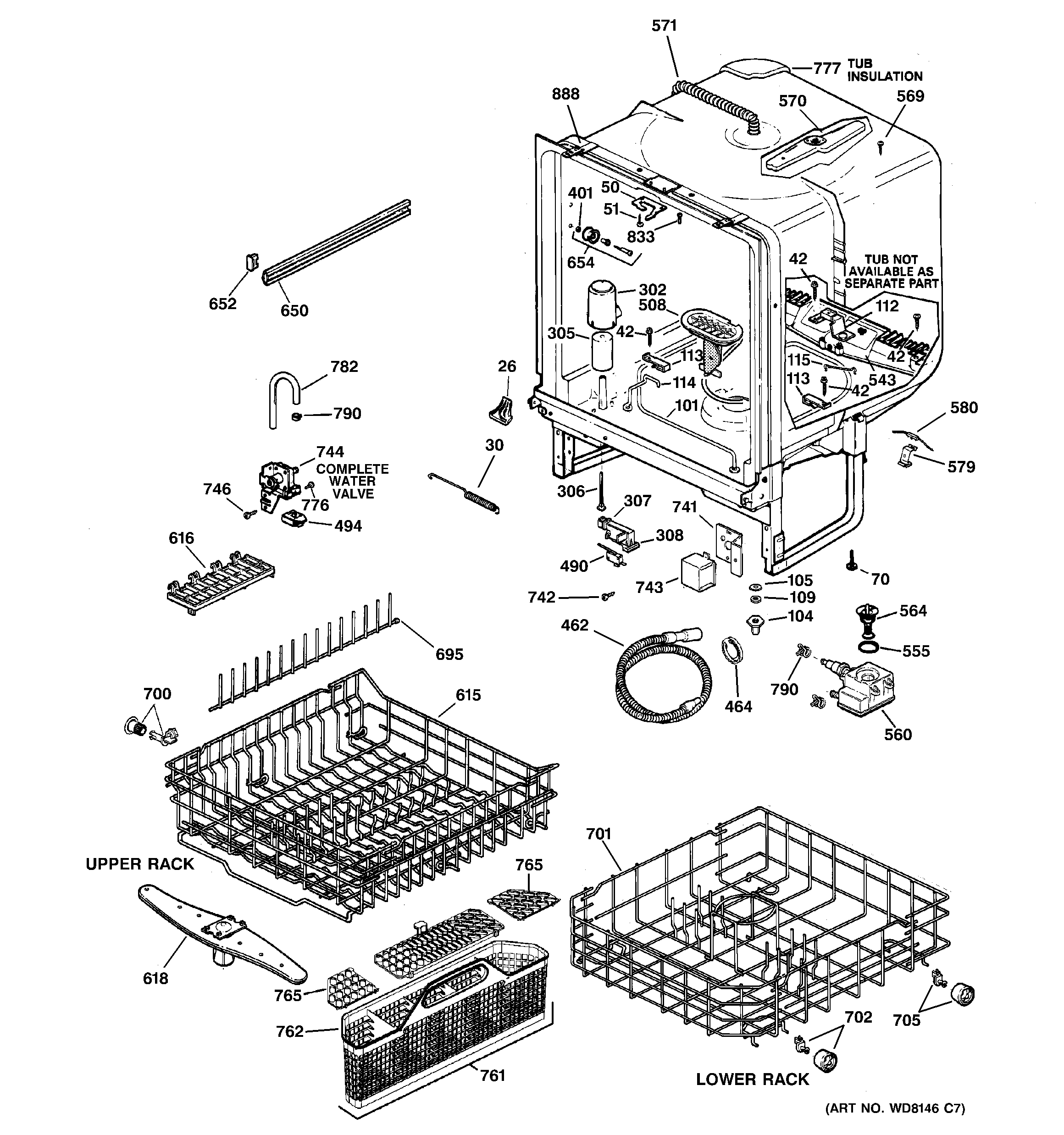GE GSD5700G03WW body parts diagram