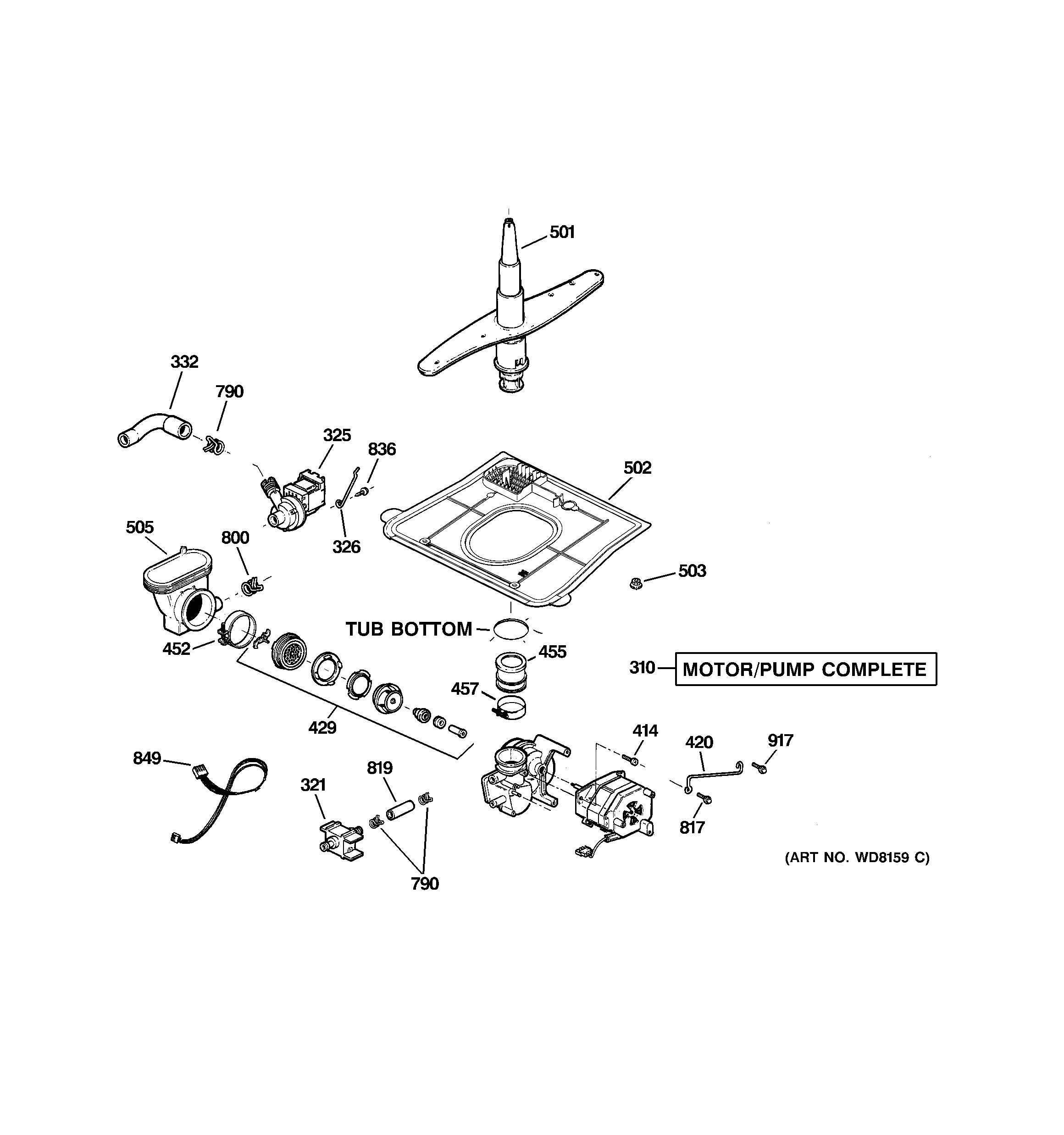 GE GSD5700G03WW motor-pump mechanism diagram