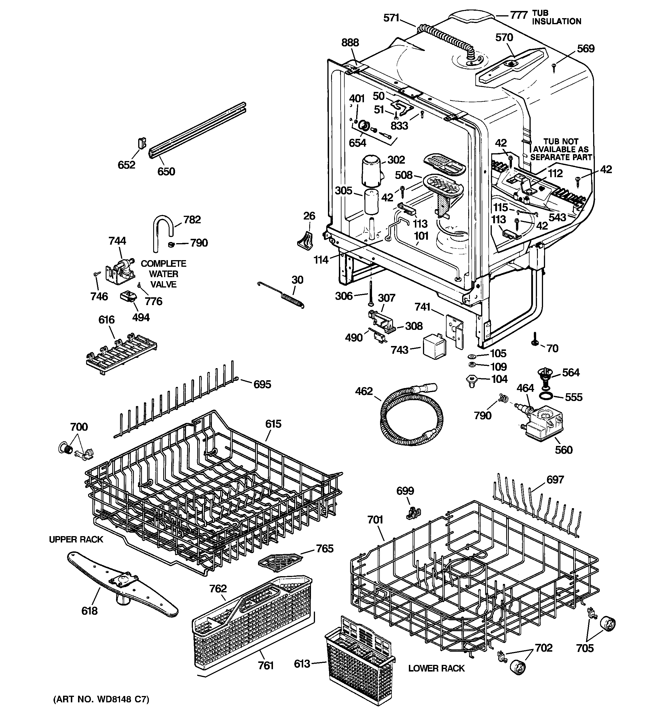 GE GSD5800G03BB body parts diagram