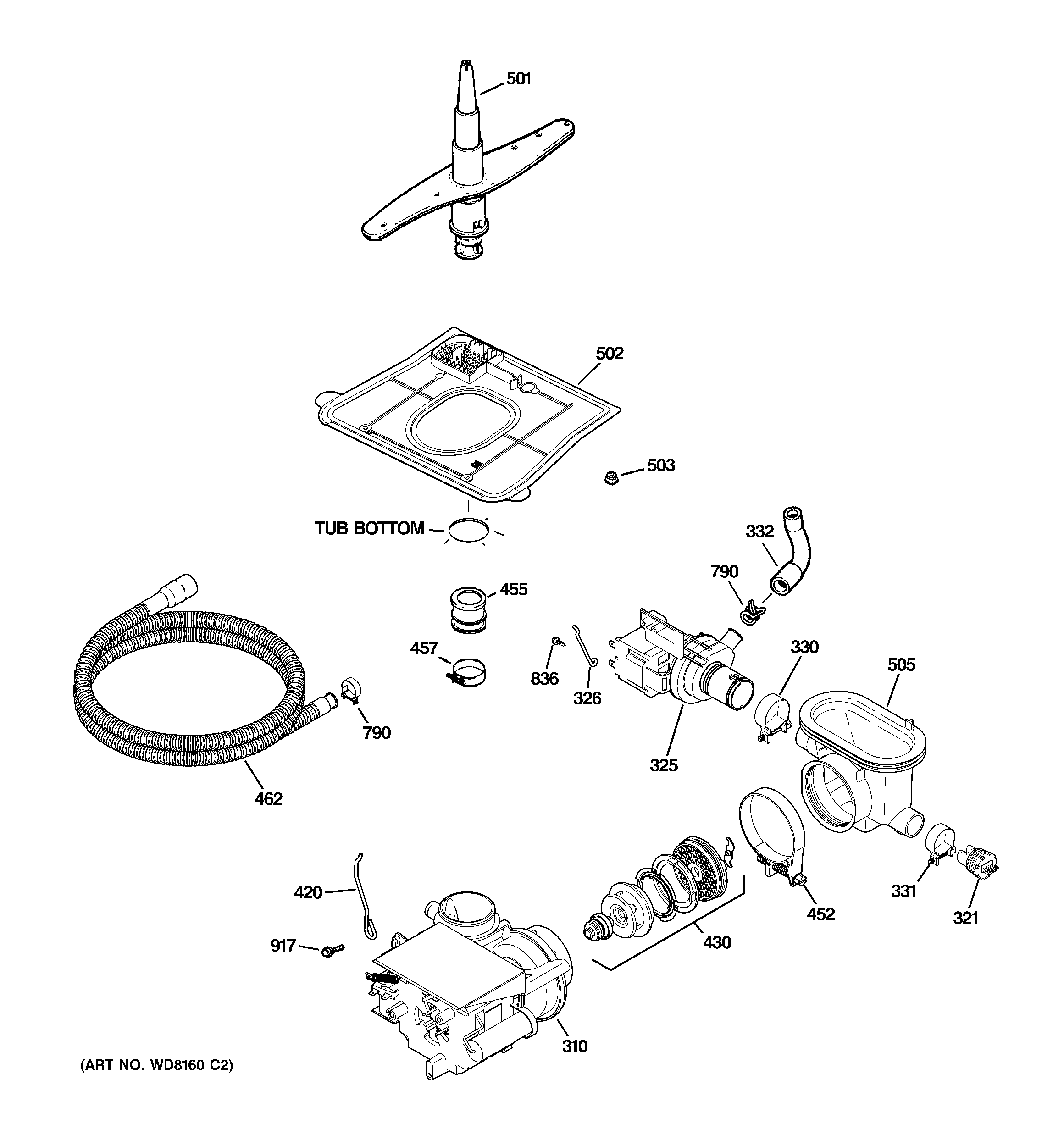 GE GSD5800G03BB motor-pump mechanism diagram