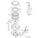 GE WHRE5260E1CC tub, basket & agitator diagram
