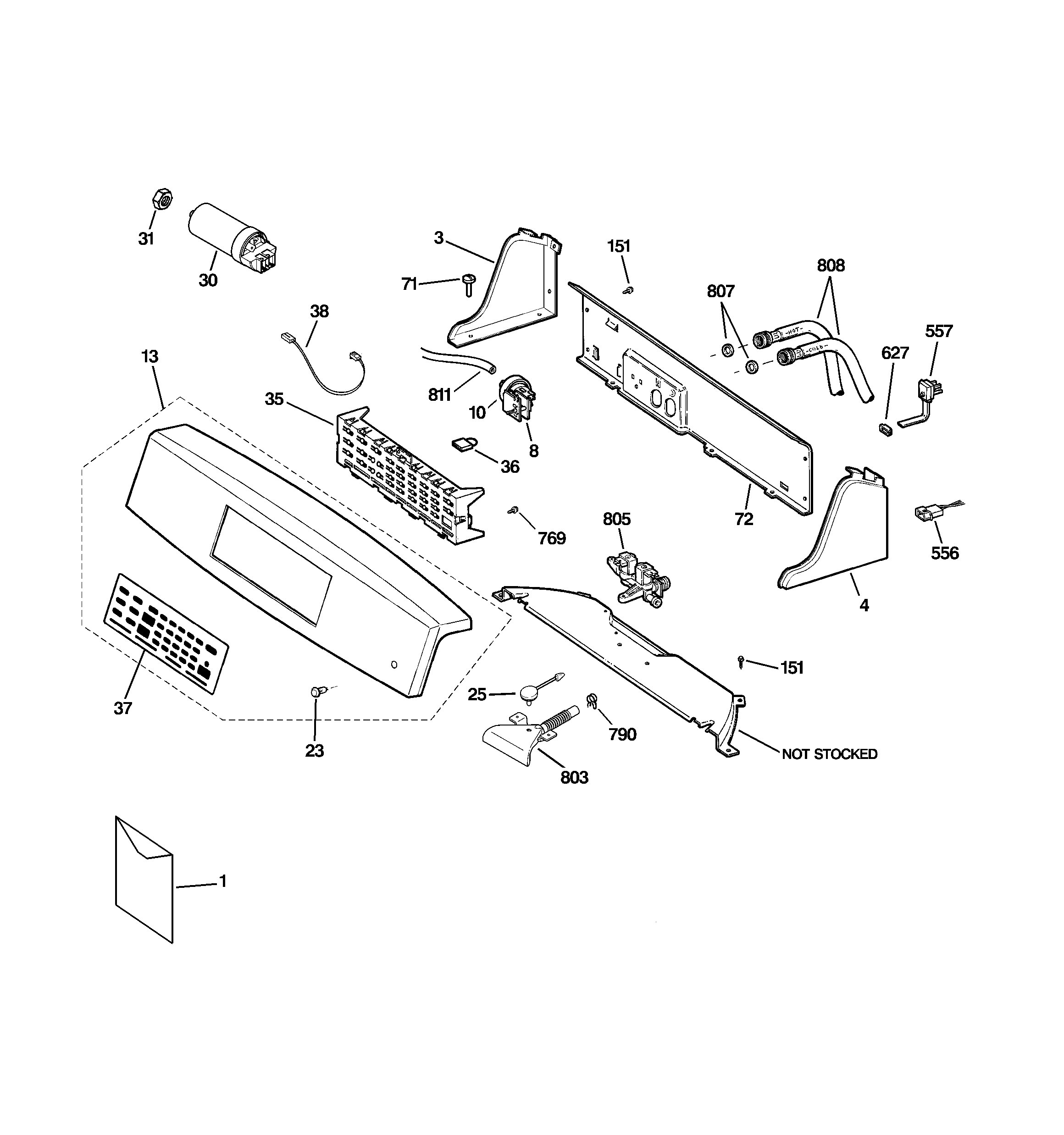GE WPRB9110D1WW controls & backsplash diagram