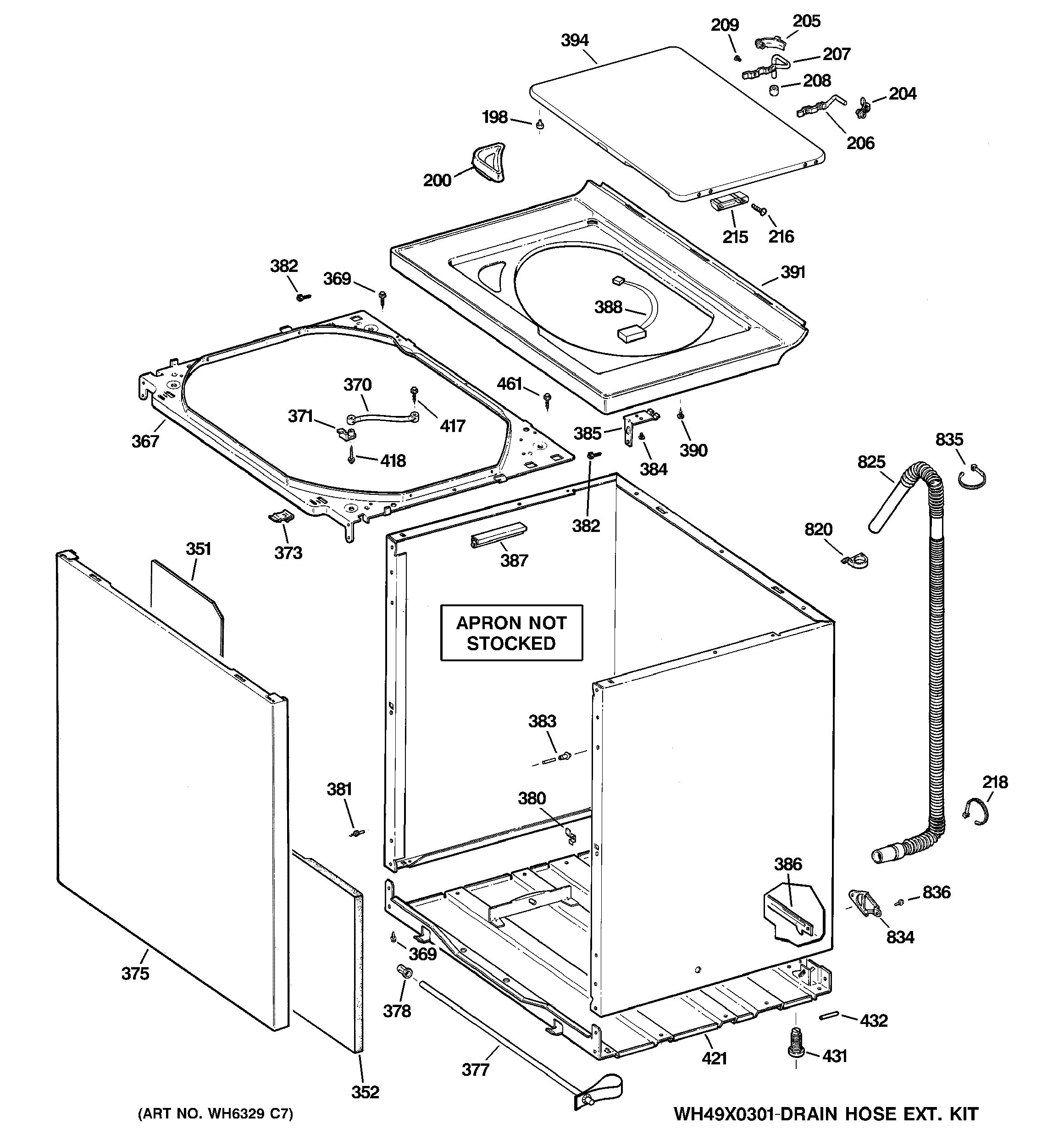 GE WPRB9110D1WW cabinet, cover & front panel diagram