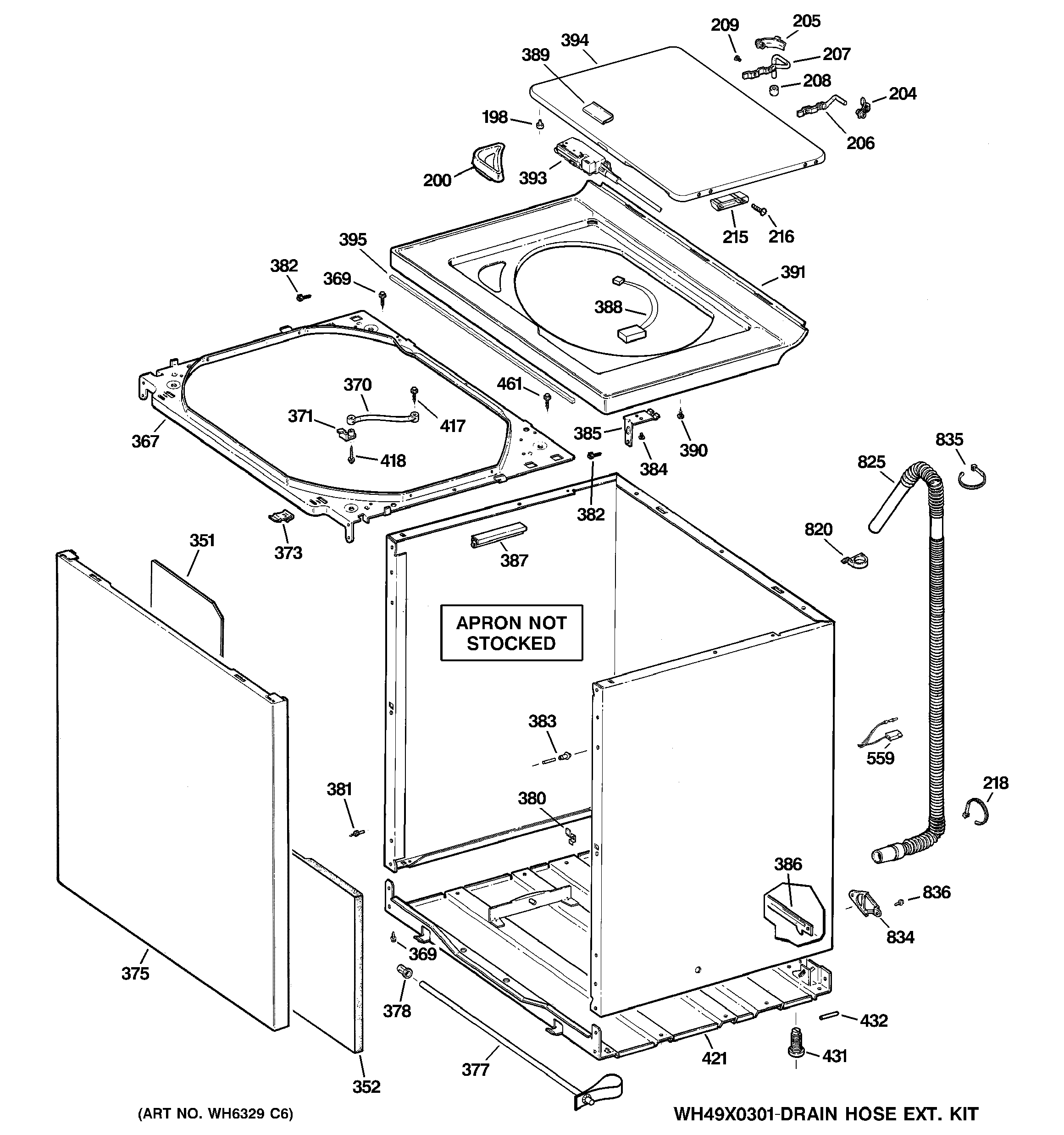 GE WPRB9220D1WW cabinet, cover & front panel diagram
