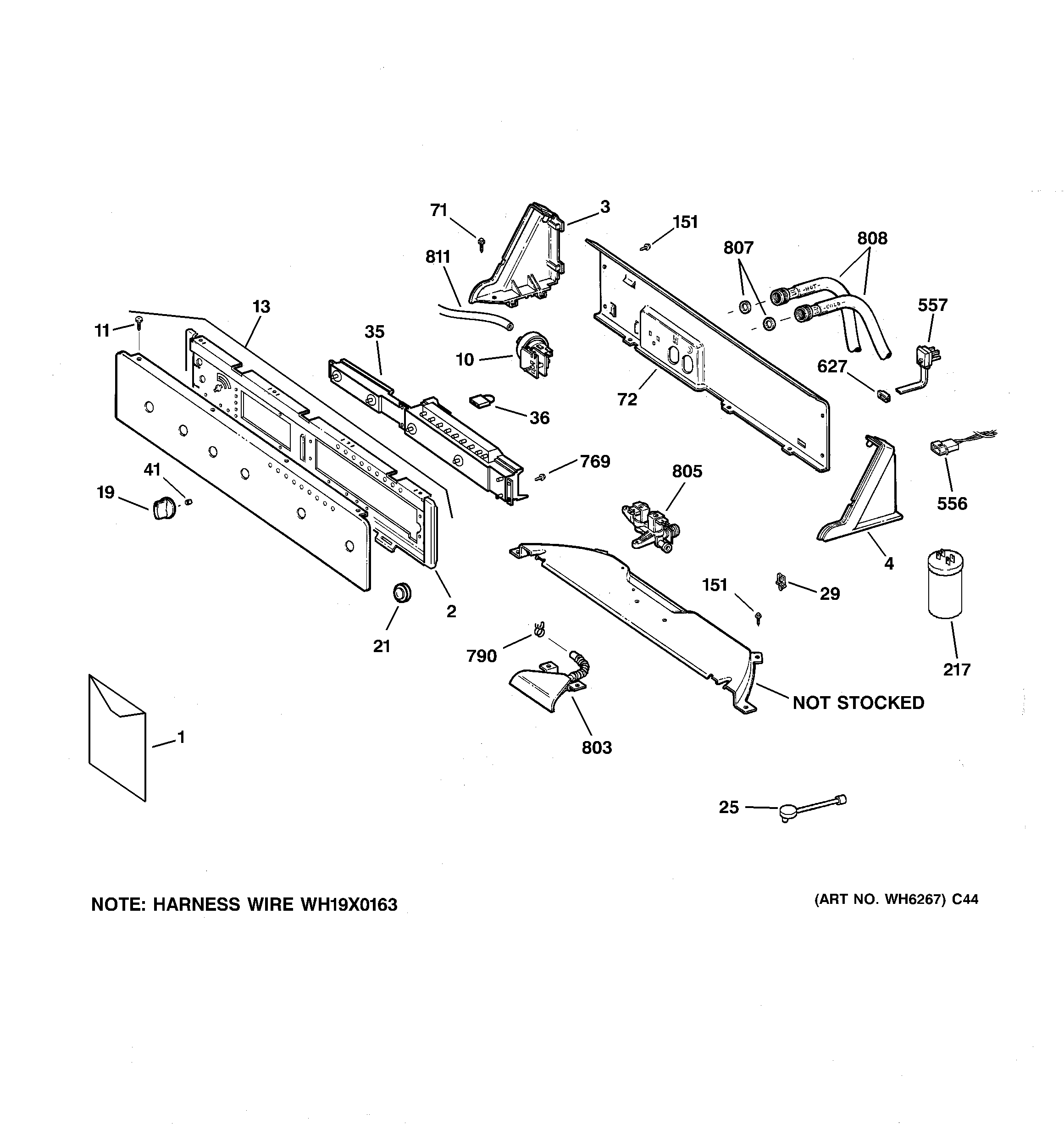 GE WWRE6260D1CC controls & backsplash diagram