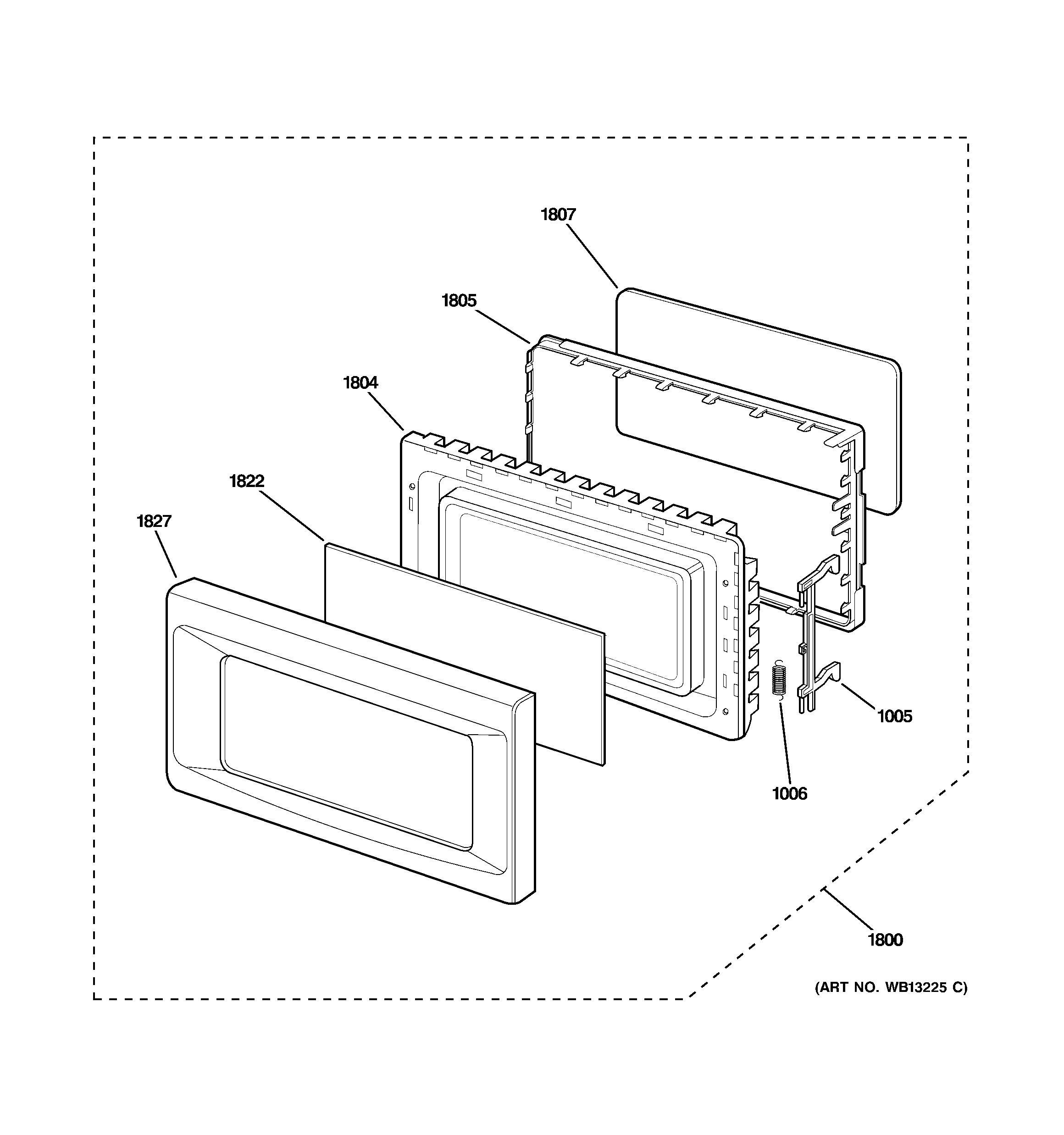 GE JE1860WH03 door parts diagram
