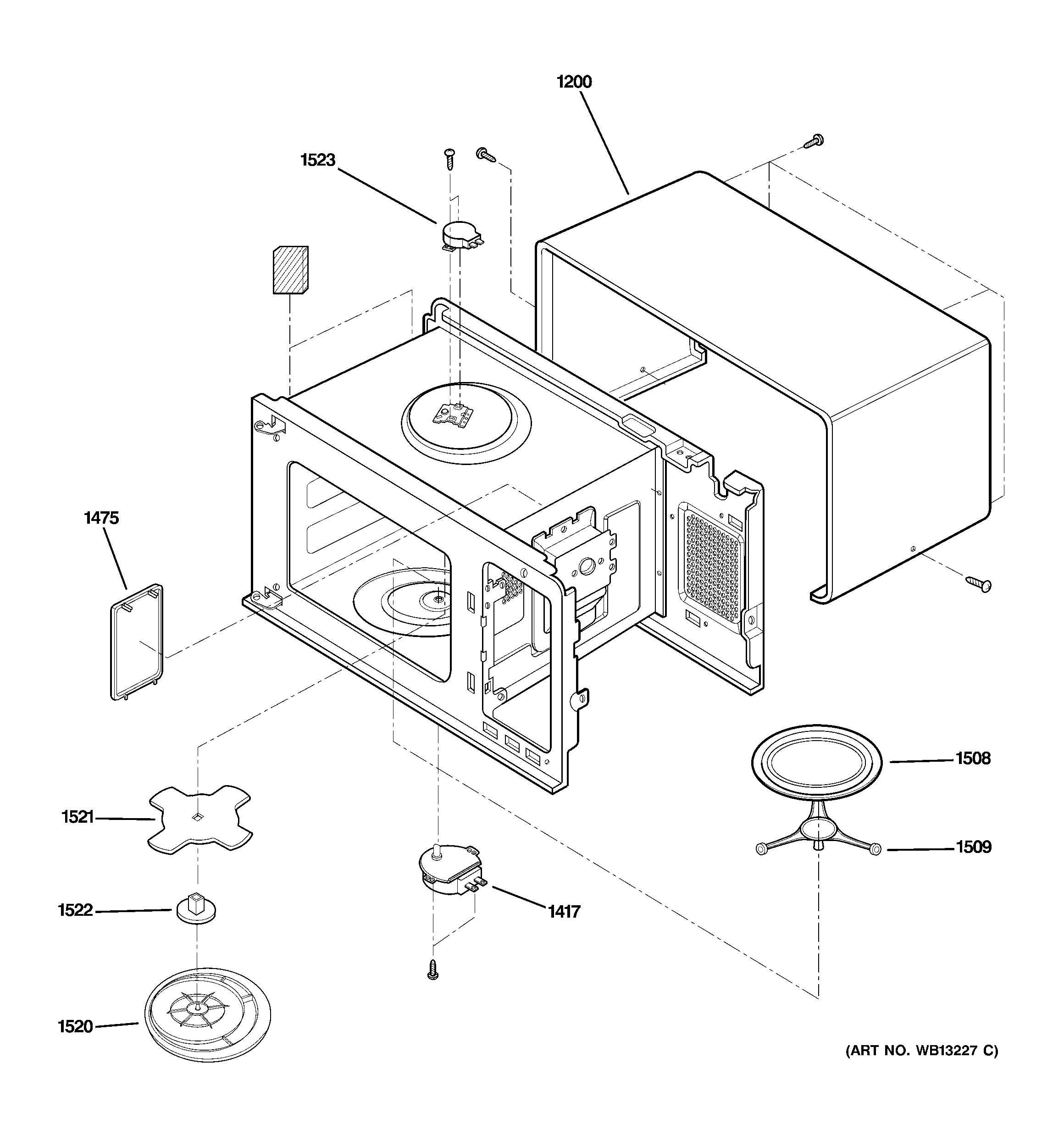 GE JE1860WH03 oven cavity diagram